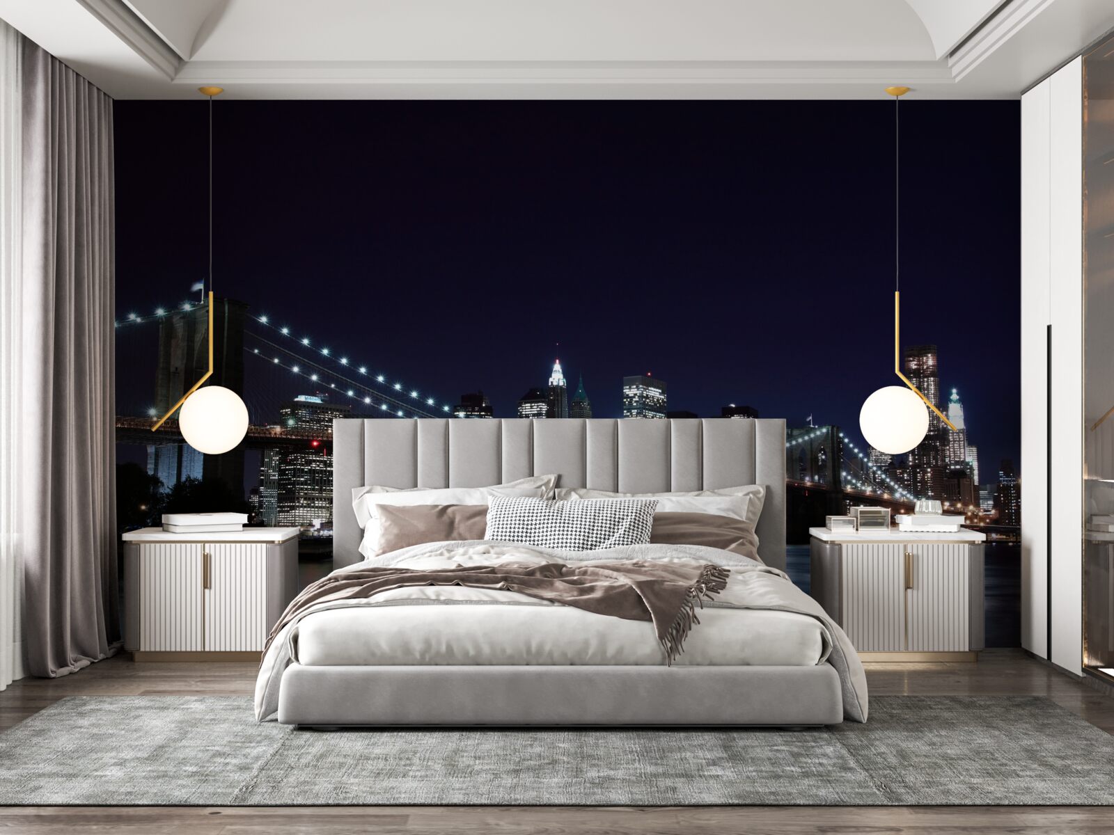 Fotobehang Lichten van de Brooklyn Bridge