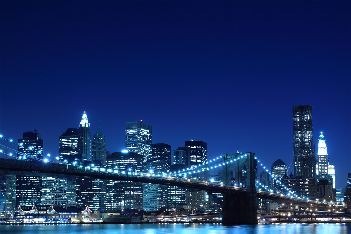 Fotobehang brooklyn bridge bij nacht