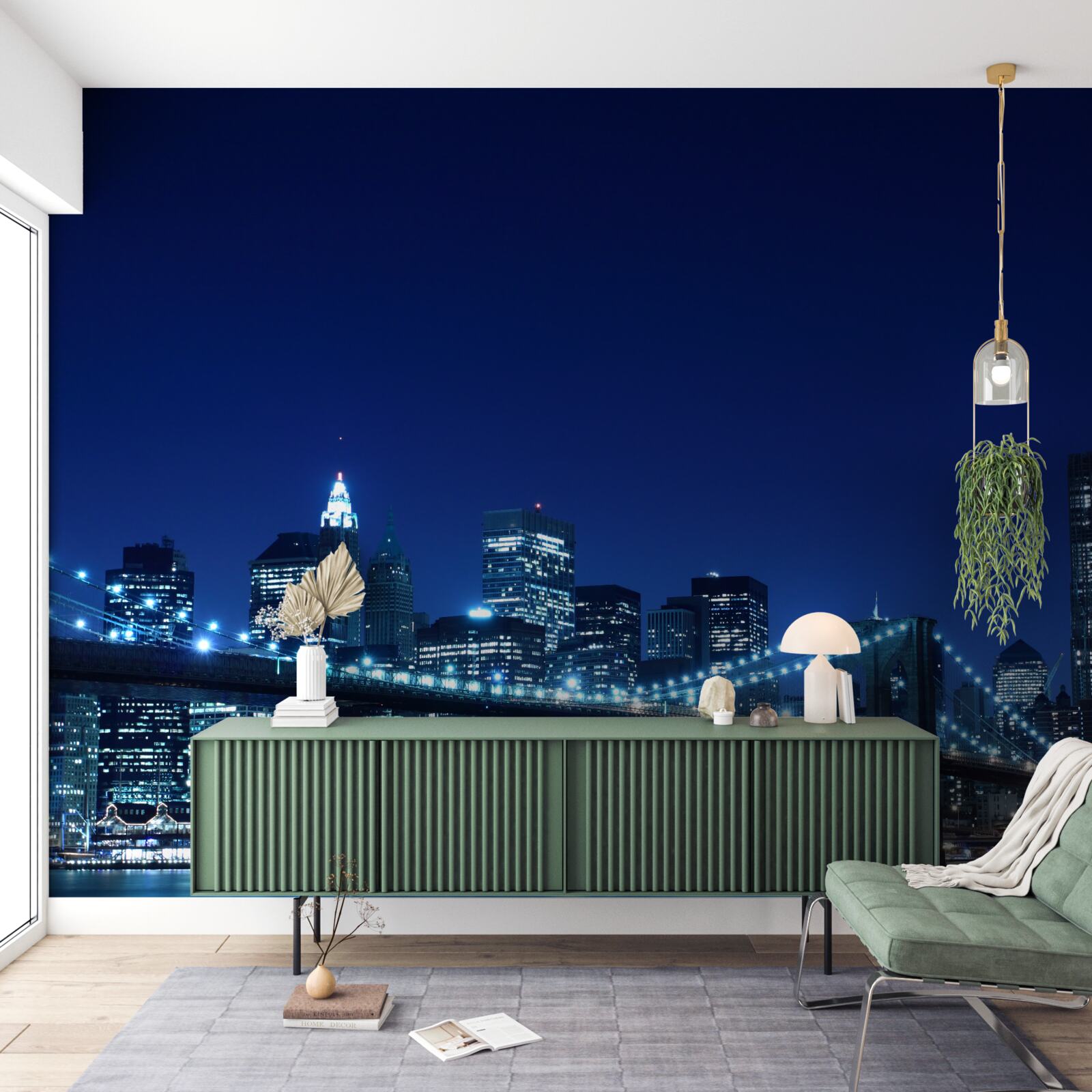 Fotobehang brooklyn bridge bij nacht