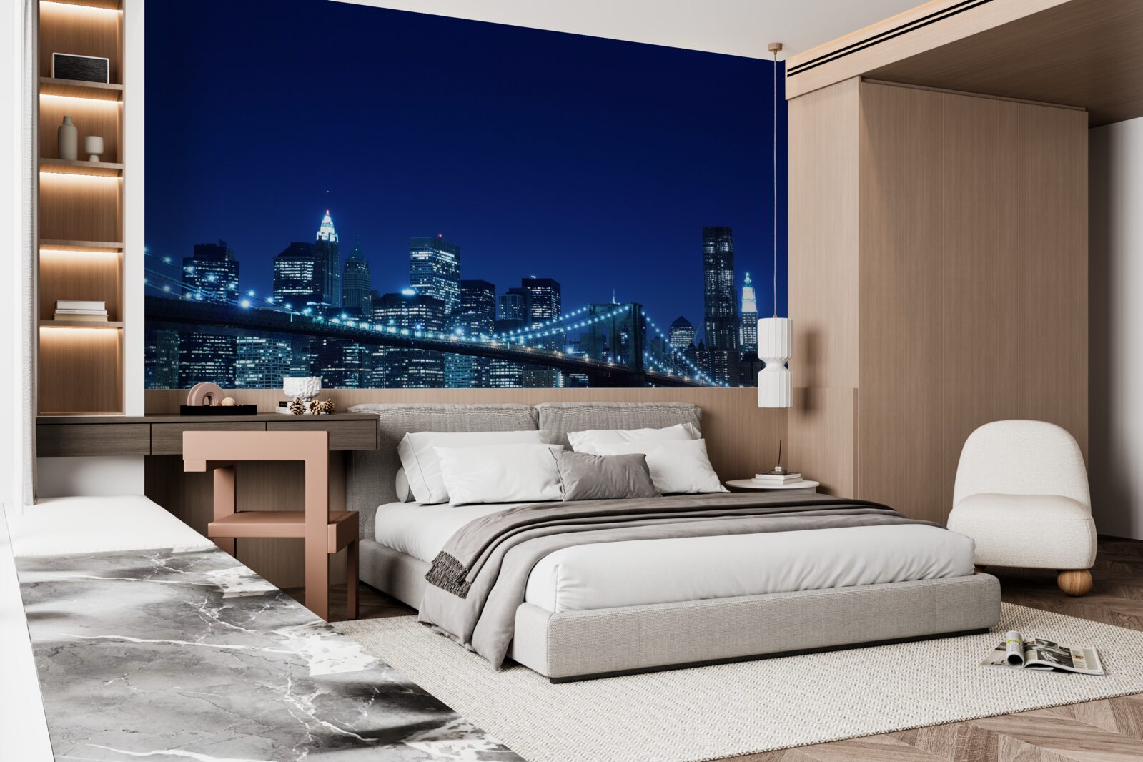 Fotobehang brooklyn bridge bij nacht