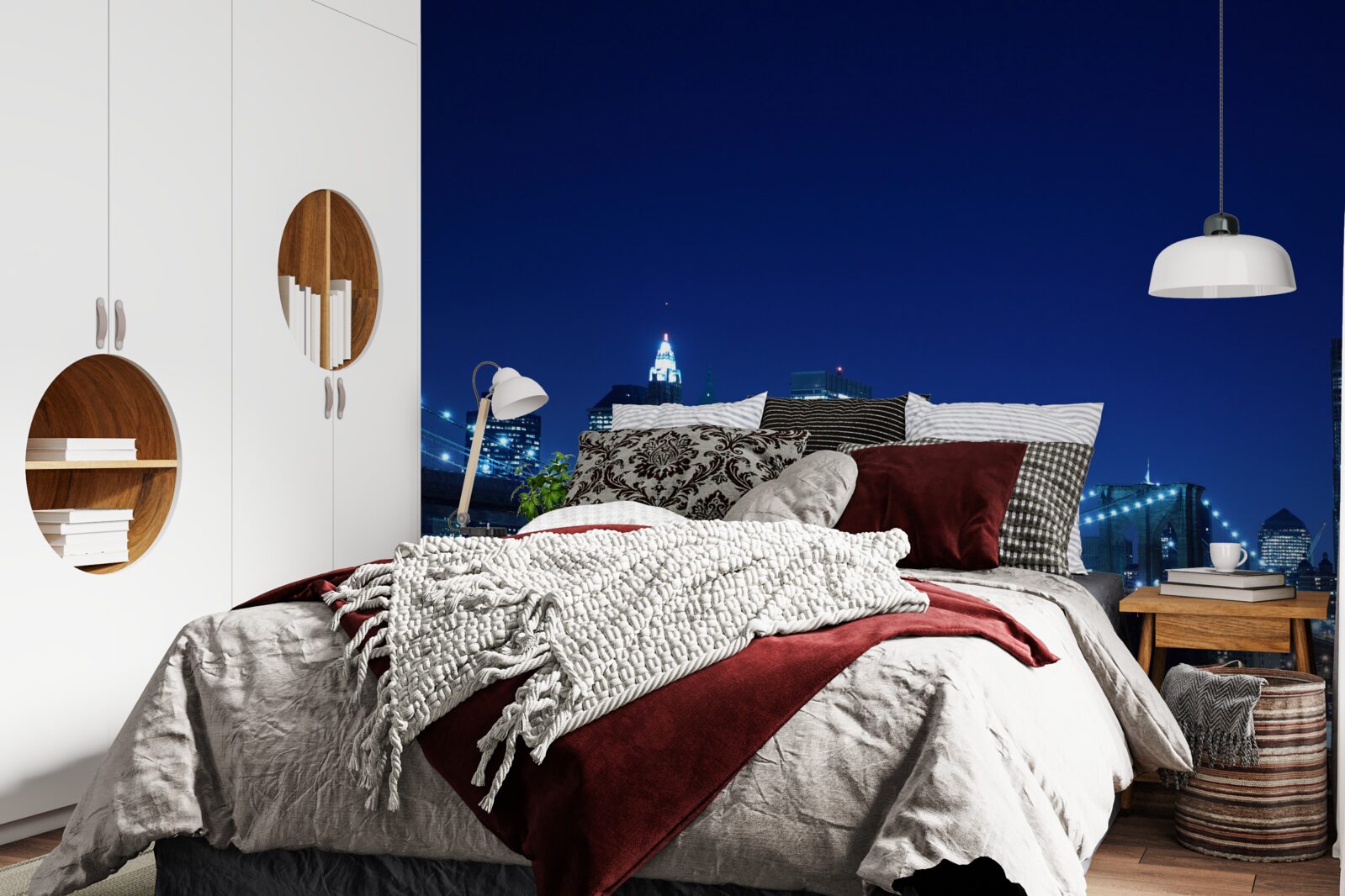 Fotobehang brooklyn bridge bij nacht