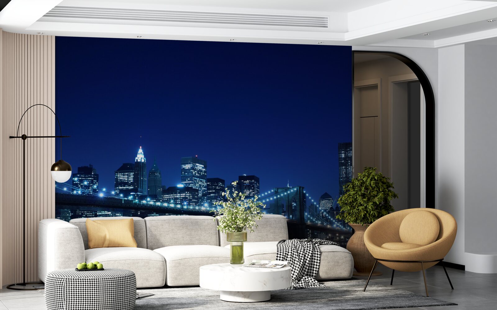 Fotobehang brooklyn bridge bij nacht