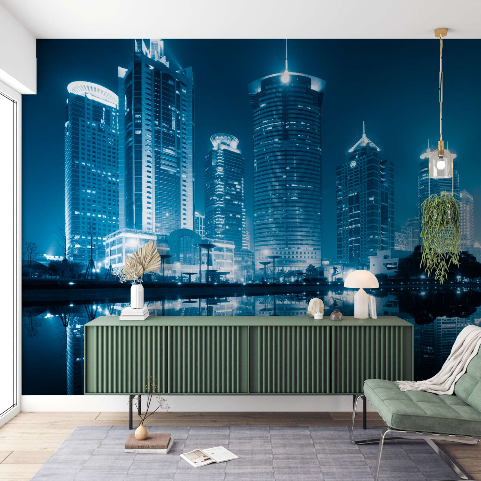 Fotobehang shanghai straat bij nacht