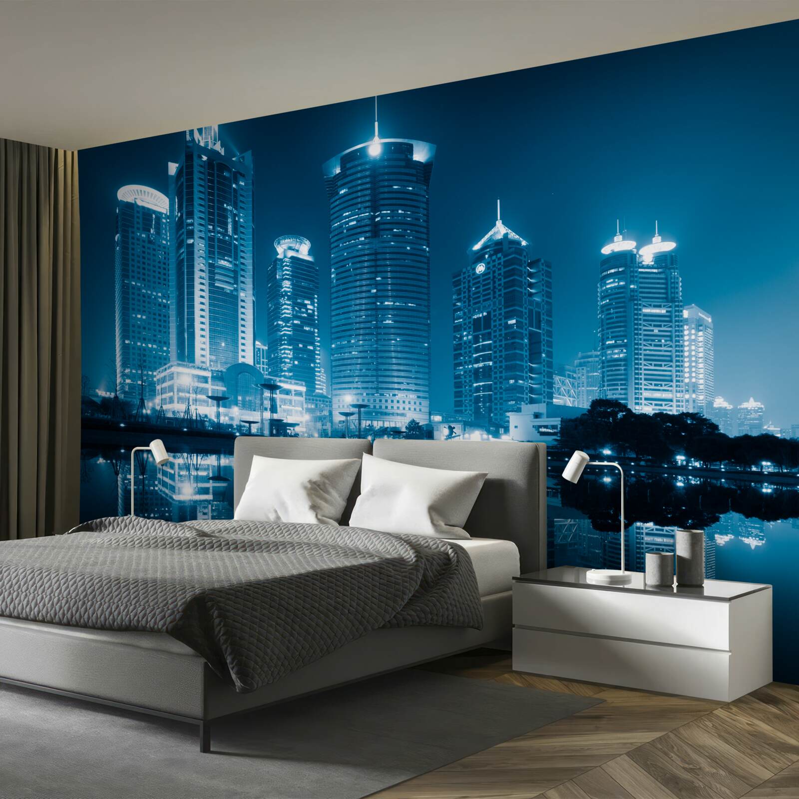 Fotobehang shanghai straat bij nacht