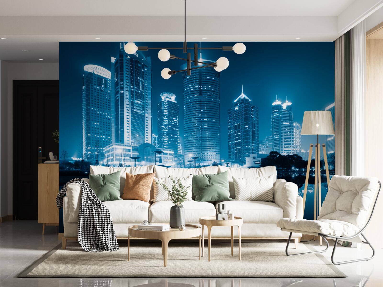 Fotobehang shanghai straat bij nacht