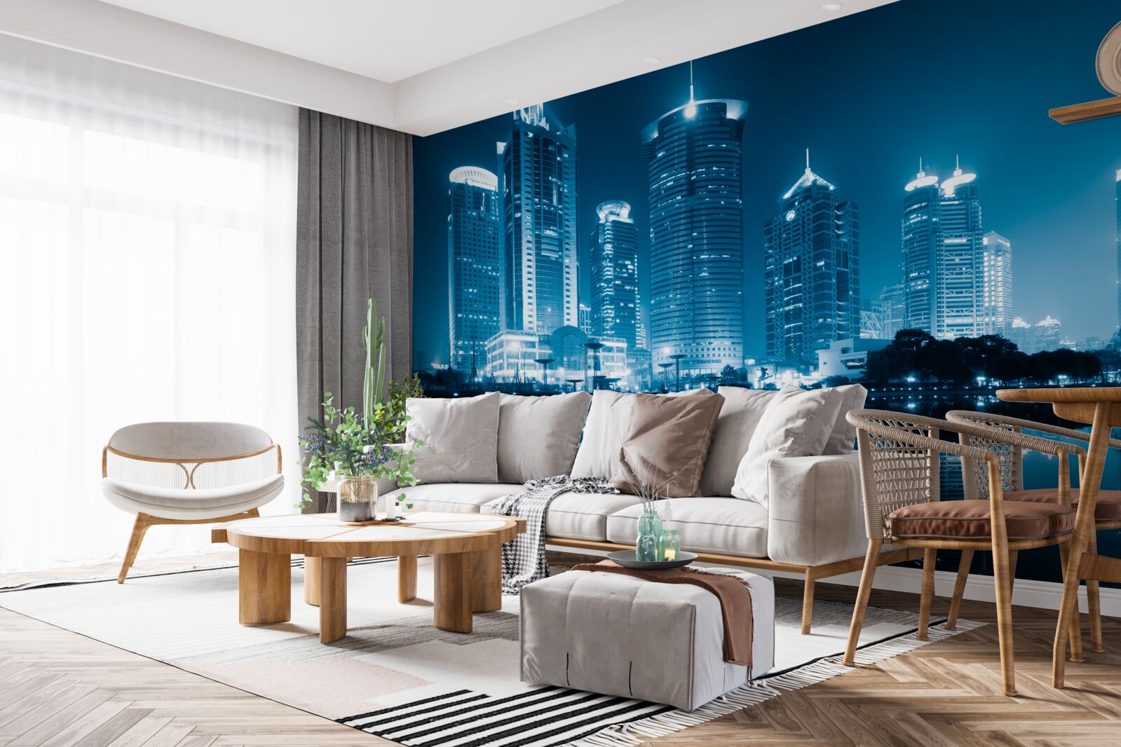 Fotobehang shanghai straat bij nacht