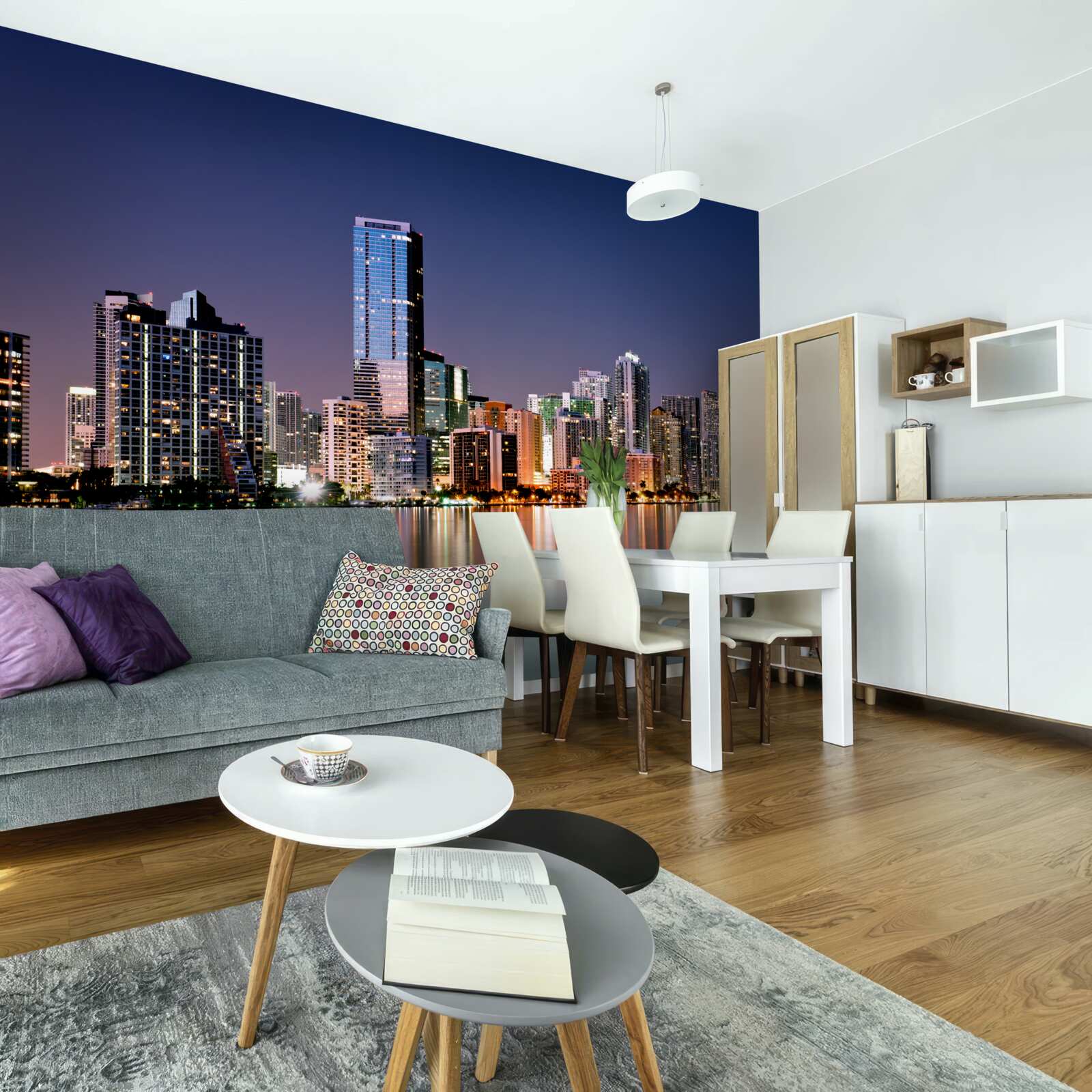 Fotobehang stedelijke reus met nachtverlichting