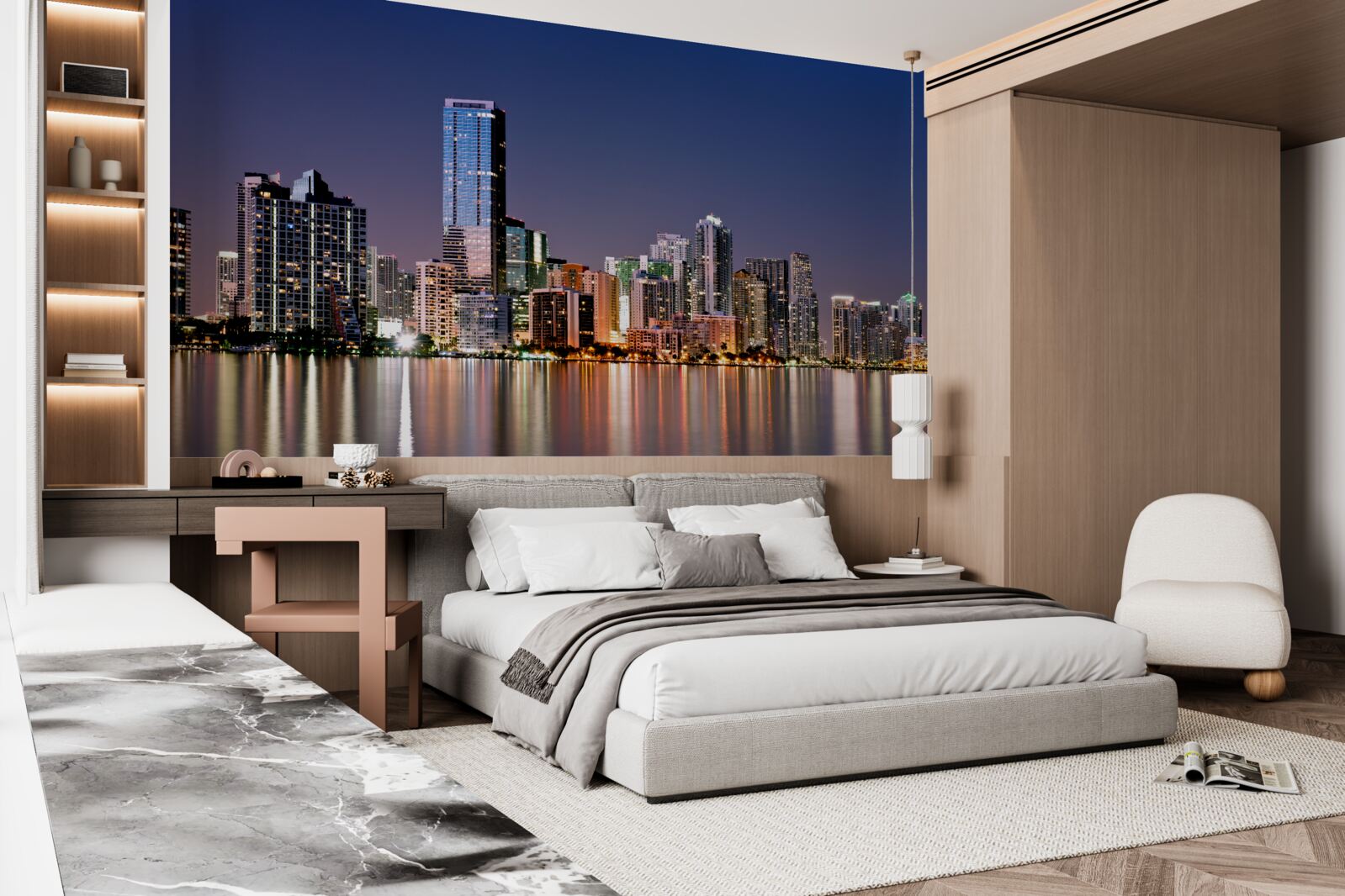 Fotobehang stedelijke reus met nachtverlichting