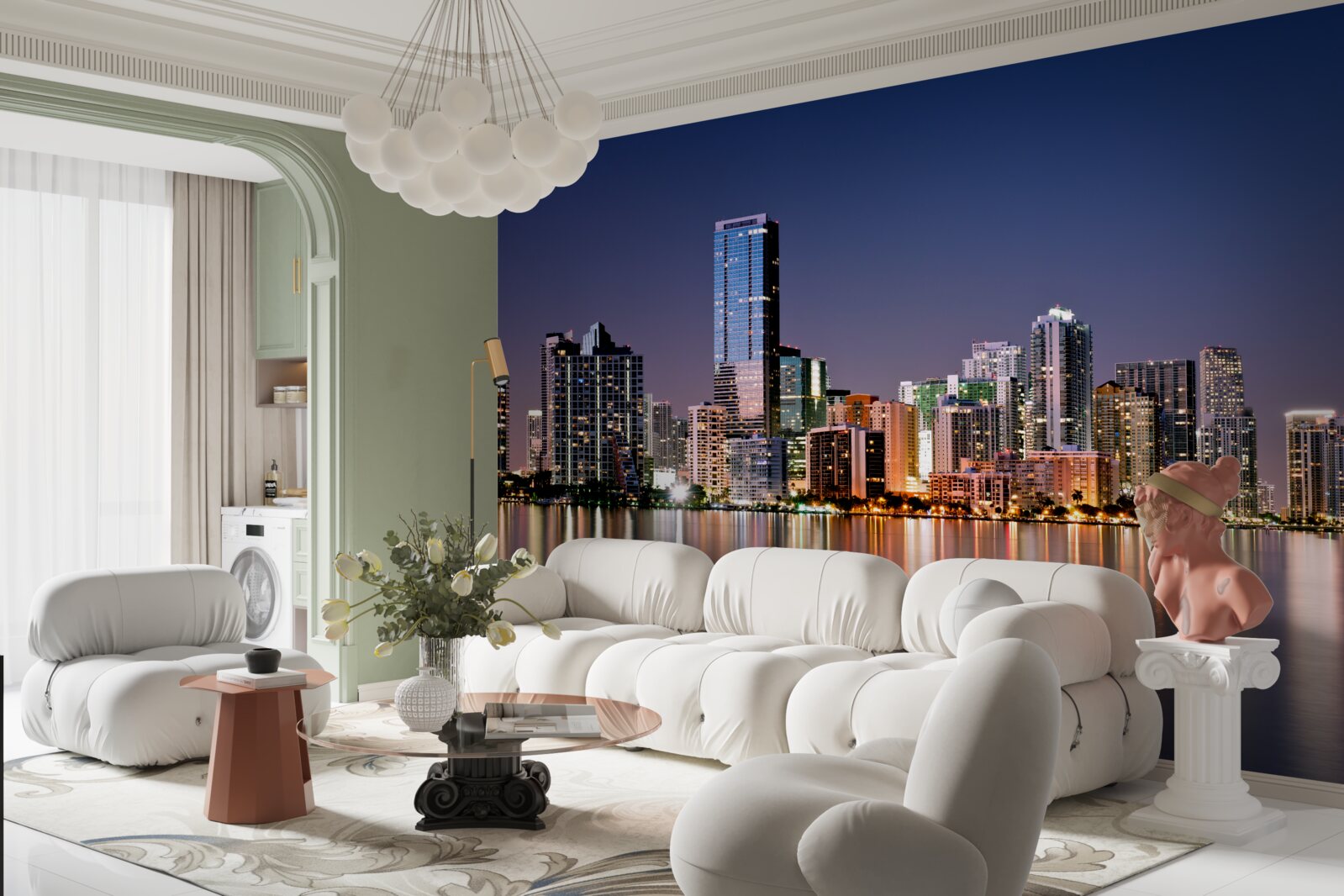 Fotobehang stedelijke reus met nachtverlichting