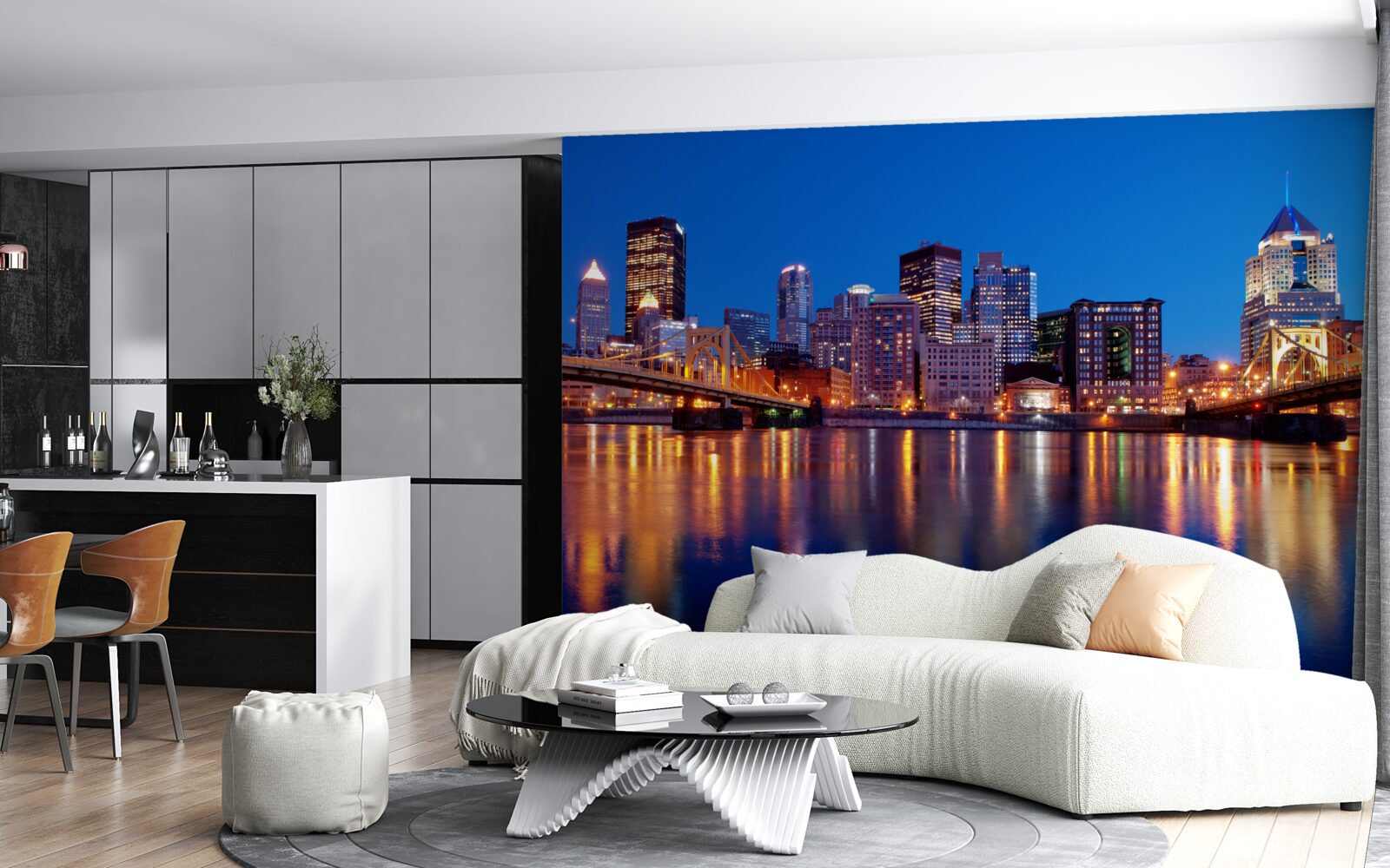 Fotobehang skyline van new york bij nacht