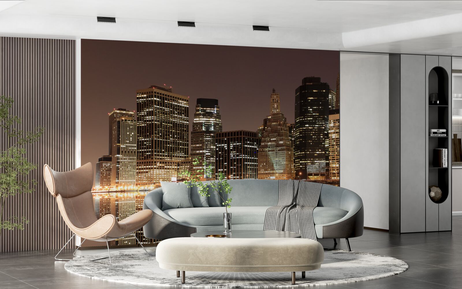 Fotobehang de lichten van new york 's nachts op straat