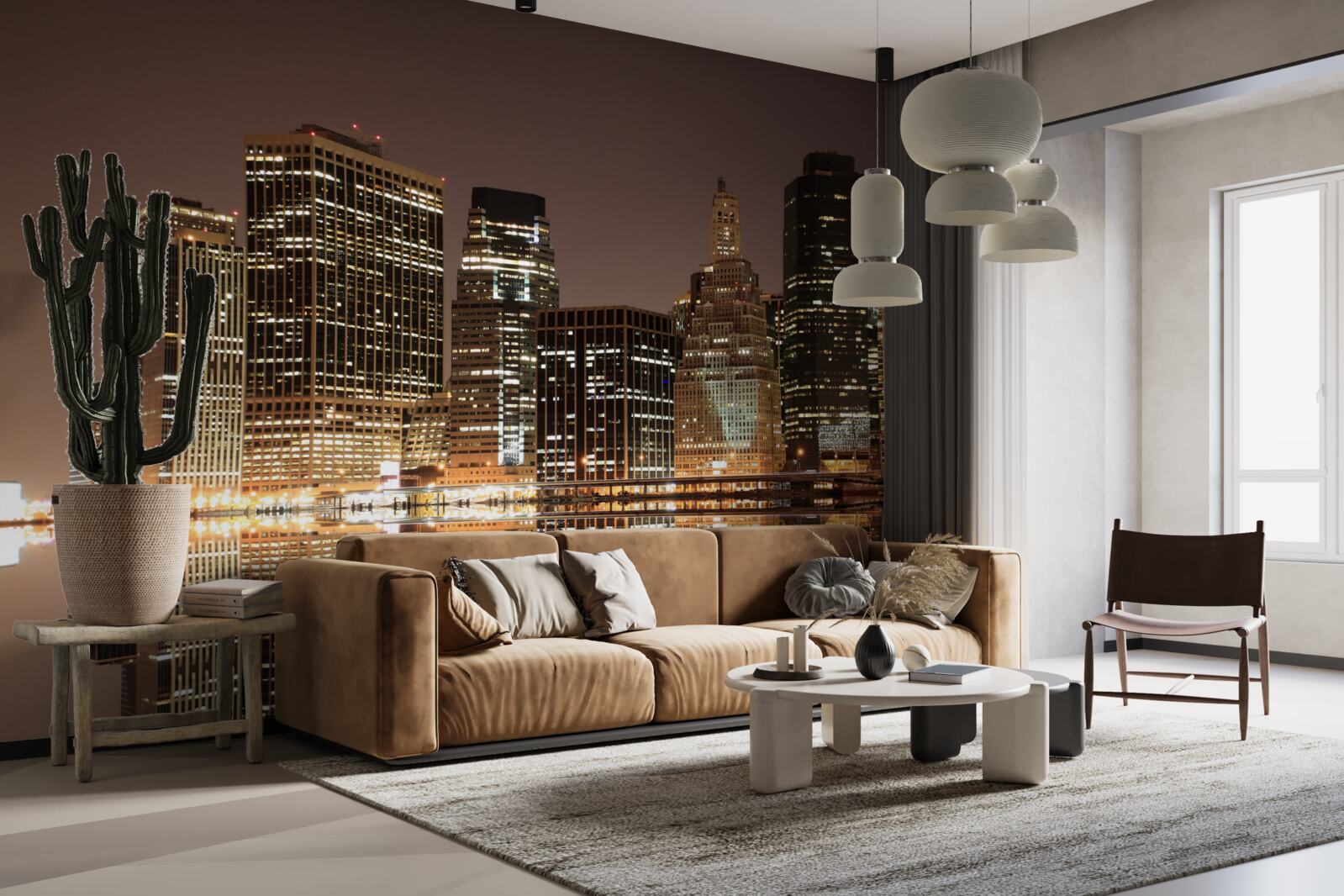 Fotobehang de lichten van new york 's nachts op straat