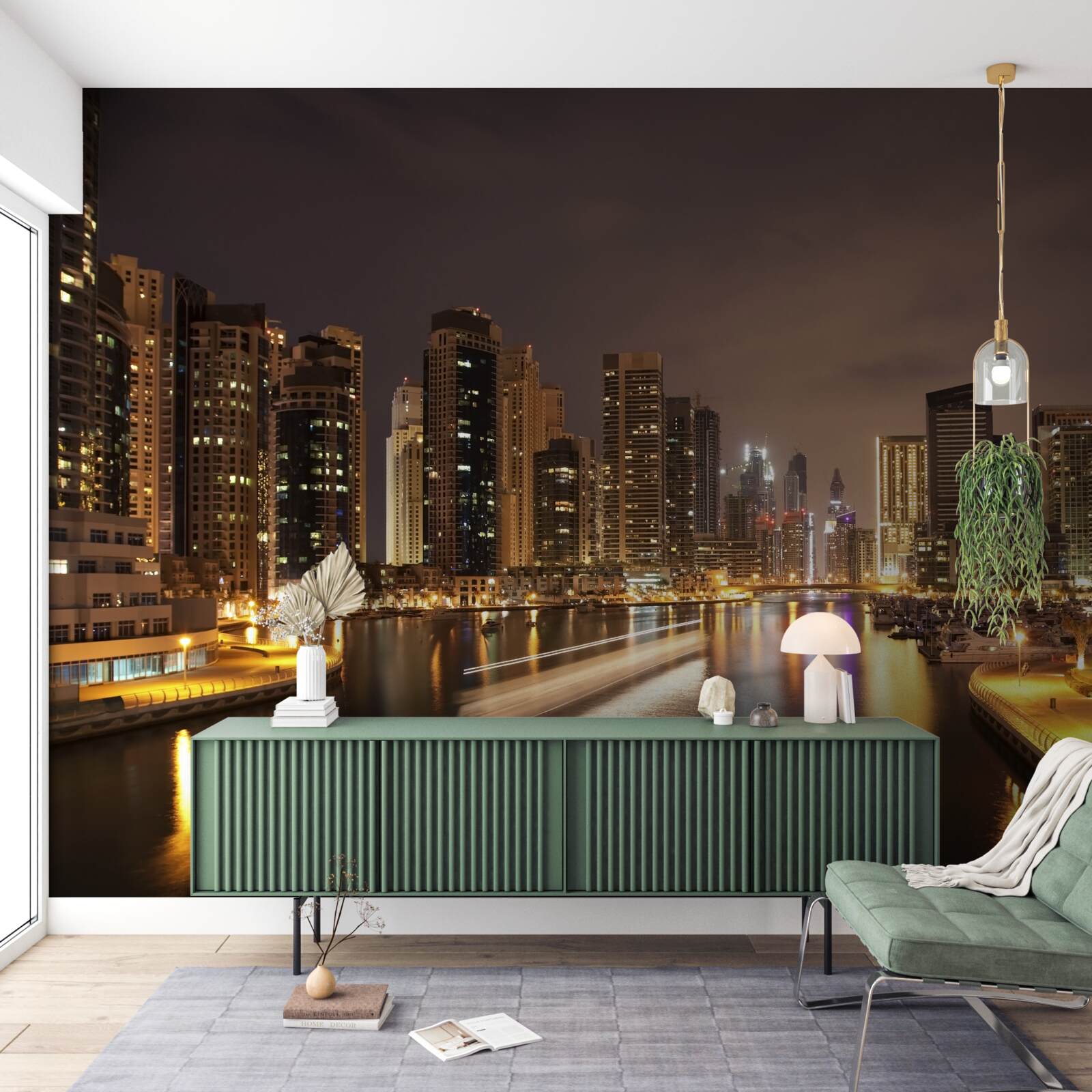 Fotobehang adembenemend nachtelijk stadslandschap