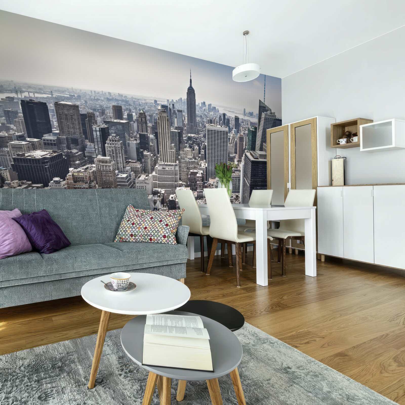 Fotobehang uitzicht over de stad vanaf een hoogte die vergelijkbaar is met een vogelperspectief