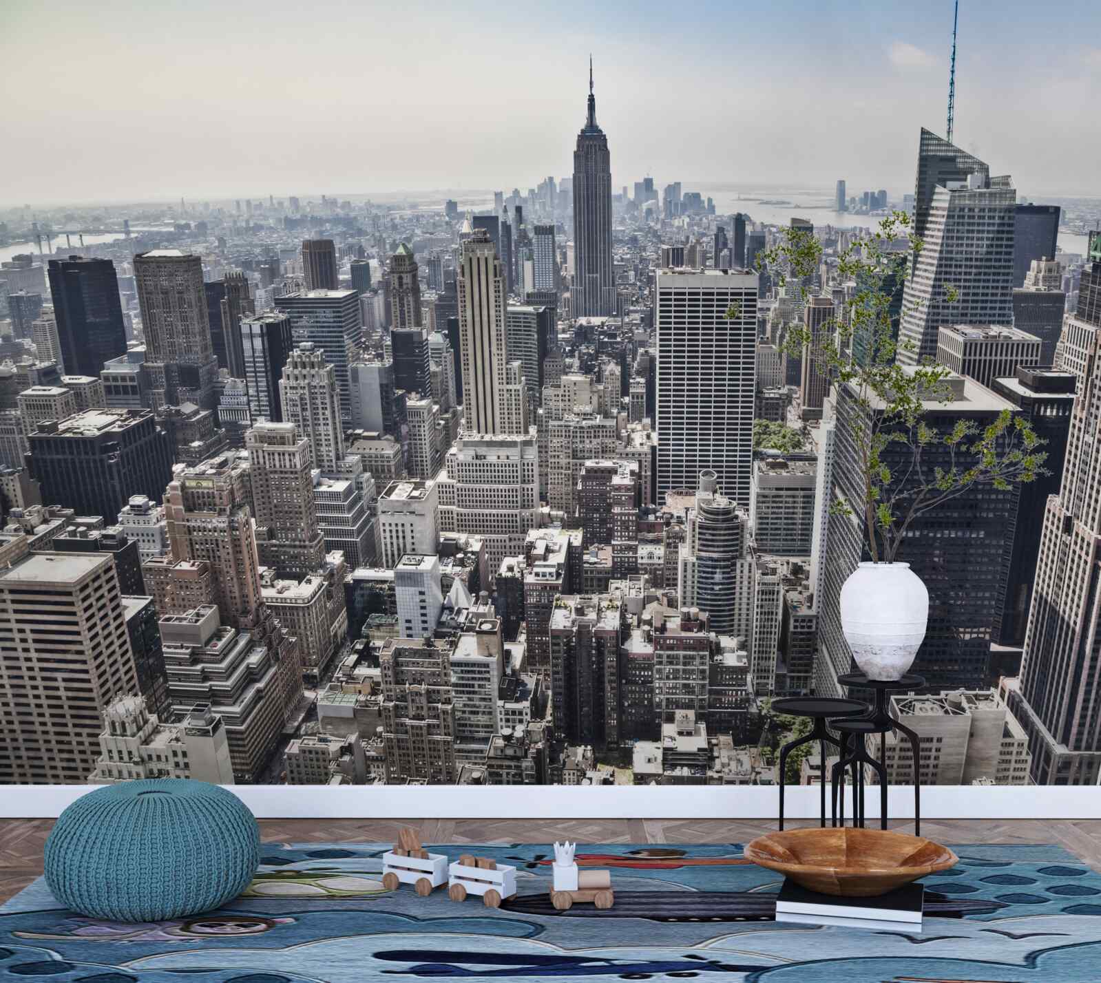 Fotobehang uitzicht over de stad vanaf een hoogte die vergelijkbaar is met een vogelperspectief