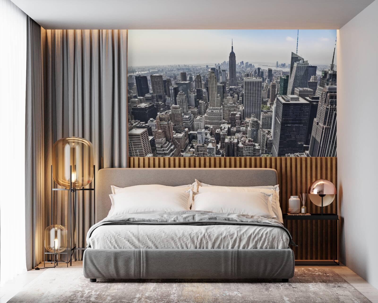 Fotobehang uitzicht over de stad vanaf een hoogte die vergelijkbaar is met een vogelperspectief