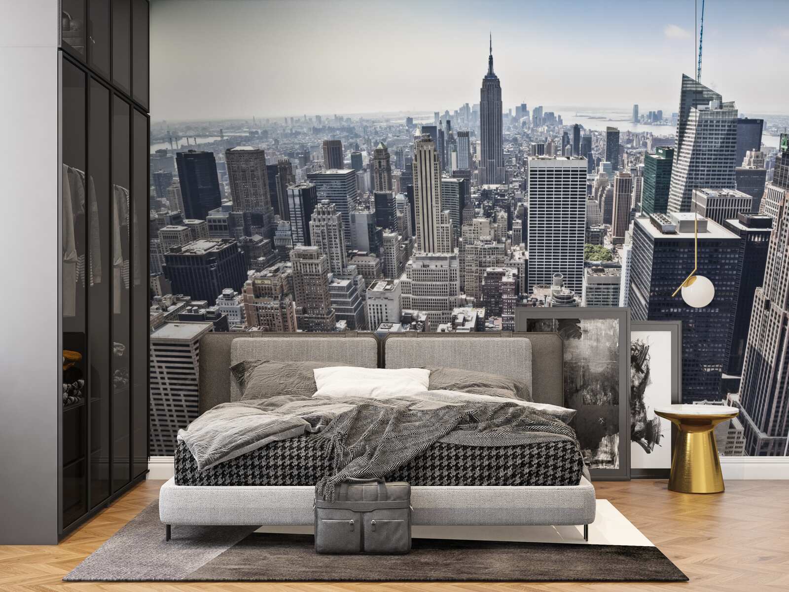 Fotobehang uitzicht over de stad vanaf een hoogte die vergelijkbaar is met een vogelperspectief