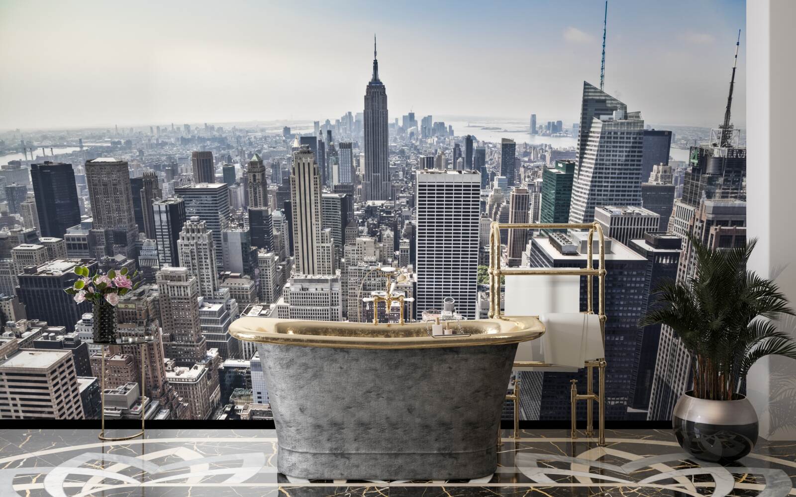 Fotobehang uitzicht over de stad vanaf een hoogte die vergelijkbaar is met een vogelperspectief