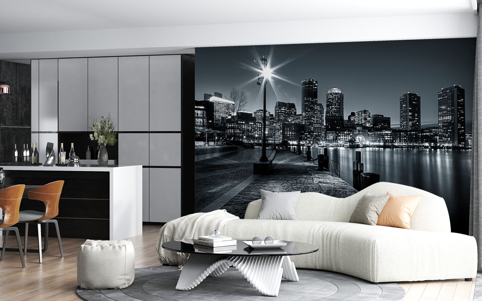 Fotobehang de charmante sfeer van een nachtelijke metropool