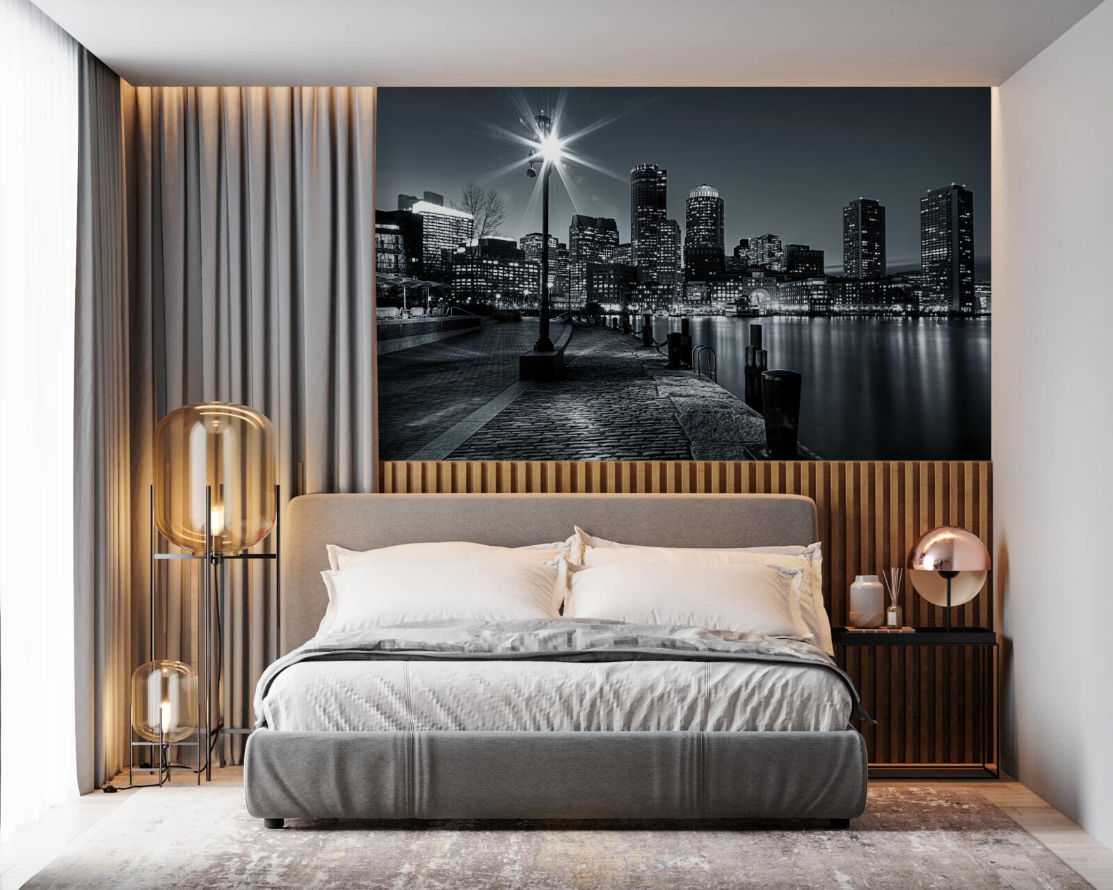 Fotobehang de charmante sfeer van een nachtelijke metropool