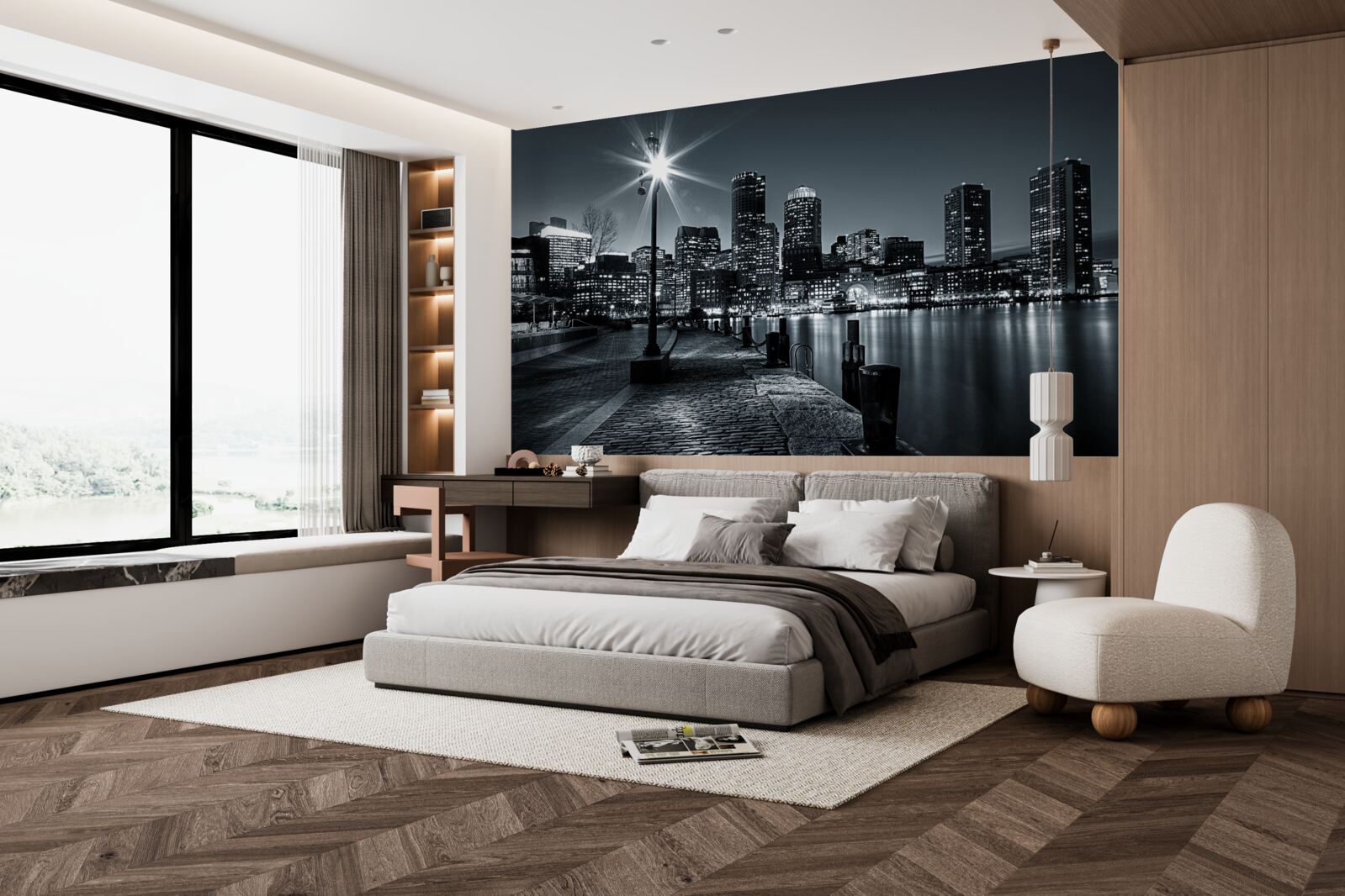 Fotobehang de charmante sfeer van een nachtelijke metropool