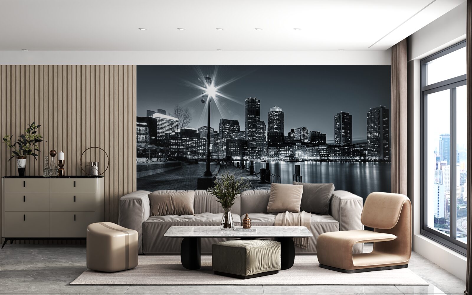 Fotobehang de charmante sfeer van een nachtelijke metropool