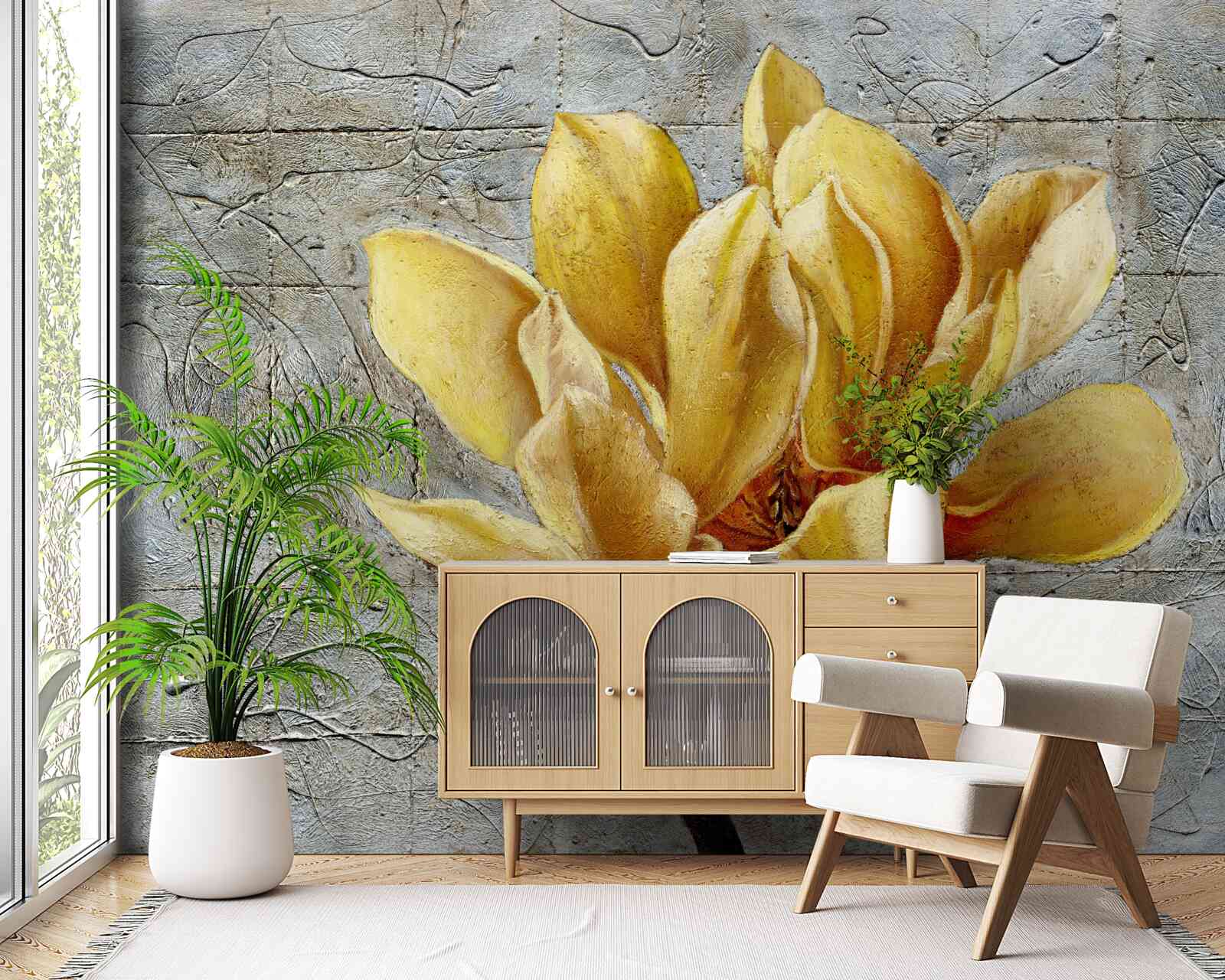 Fotobehang interessante gele bloem