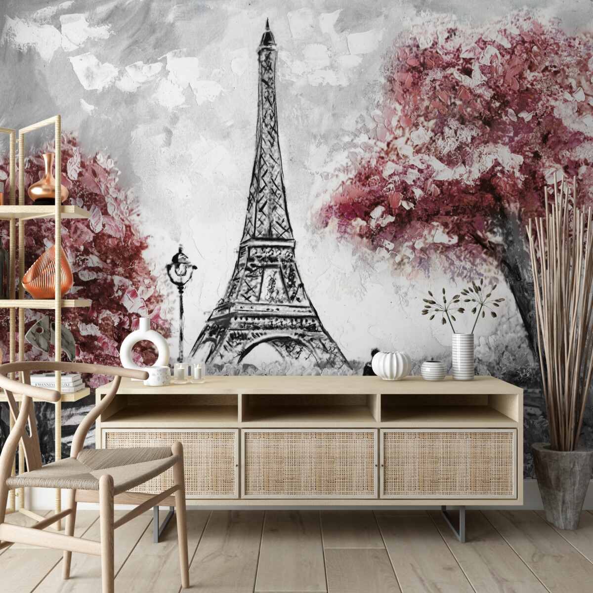 Fotobehang twee mensen die genieten van het uitzicht op de eiffeltoren