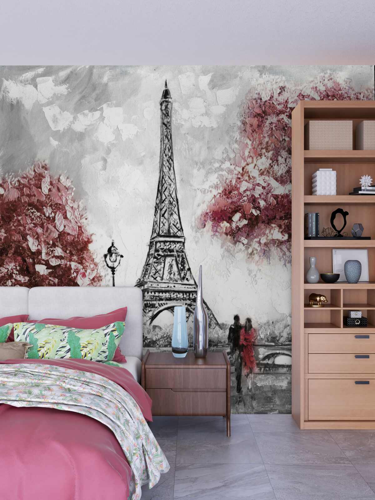 Fotobehang twee mensen die genieten van het uitzicht op de eiffeltoren