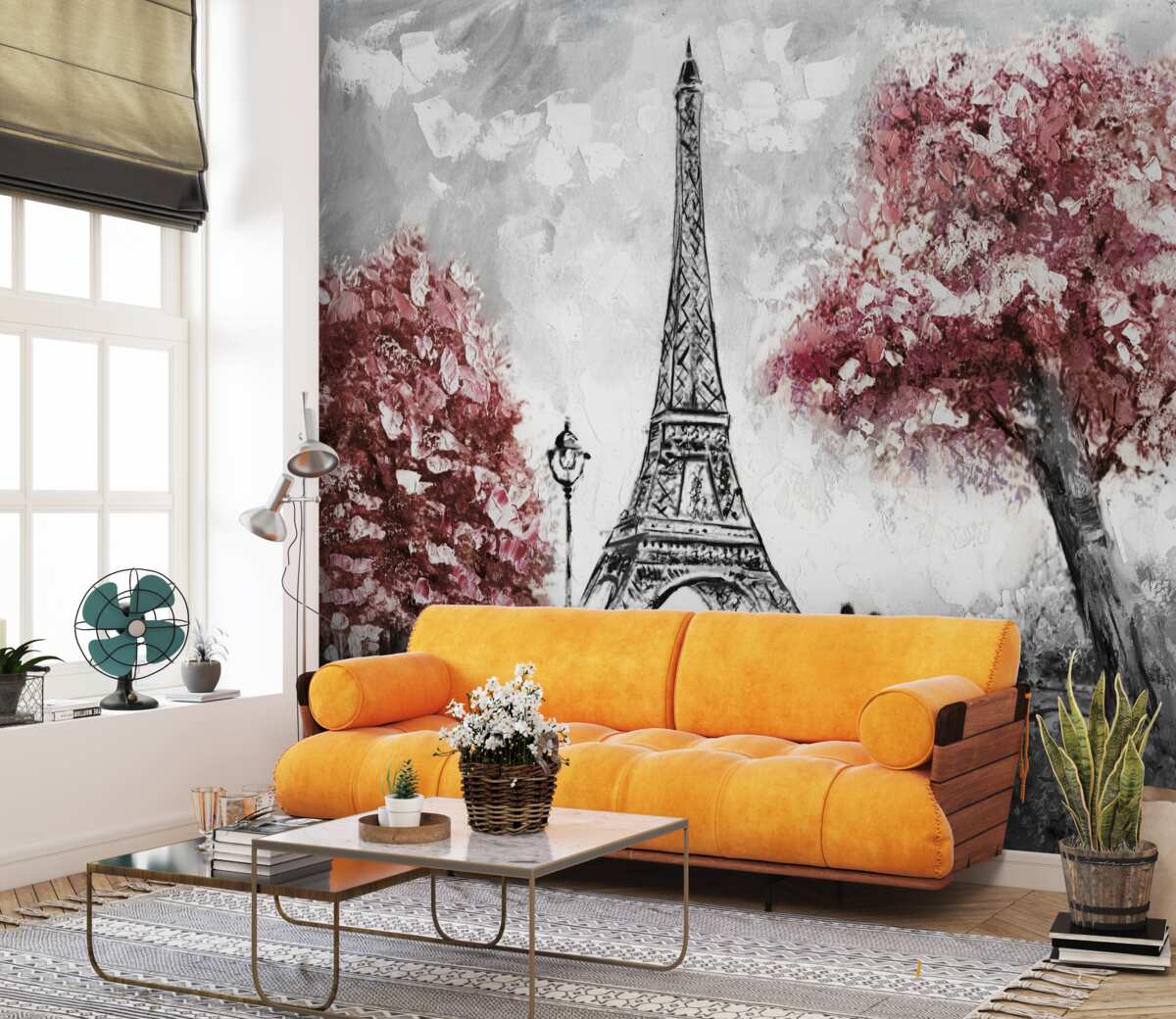 Fotobehang twee mensen die genieten van het uitzicht op de eiffeltoren