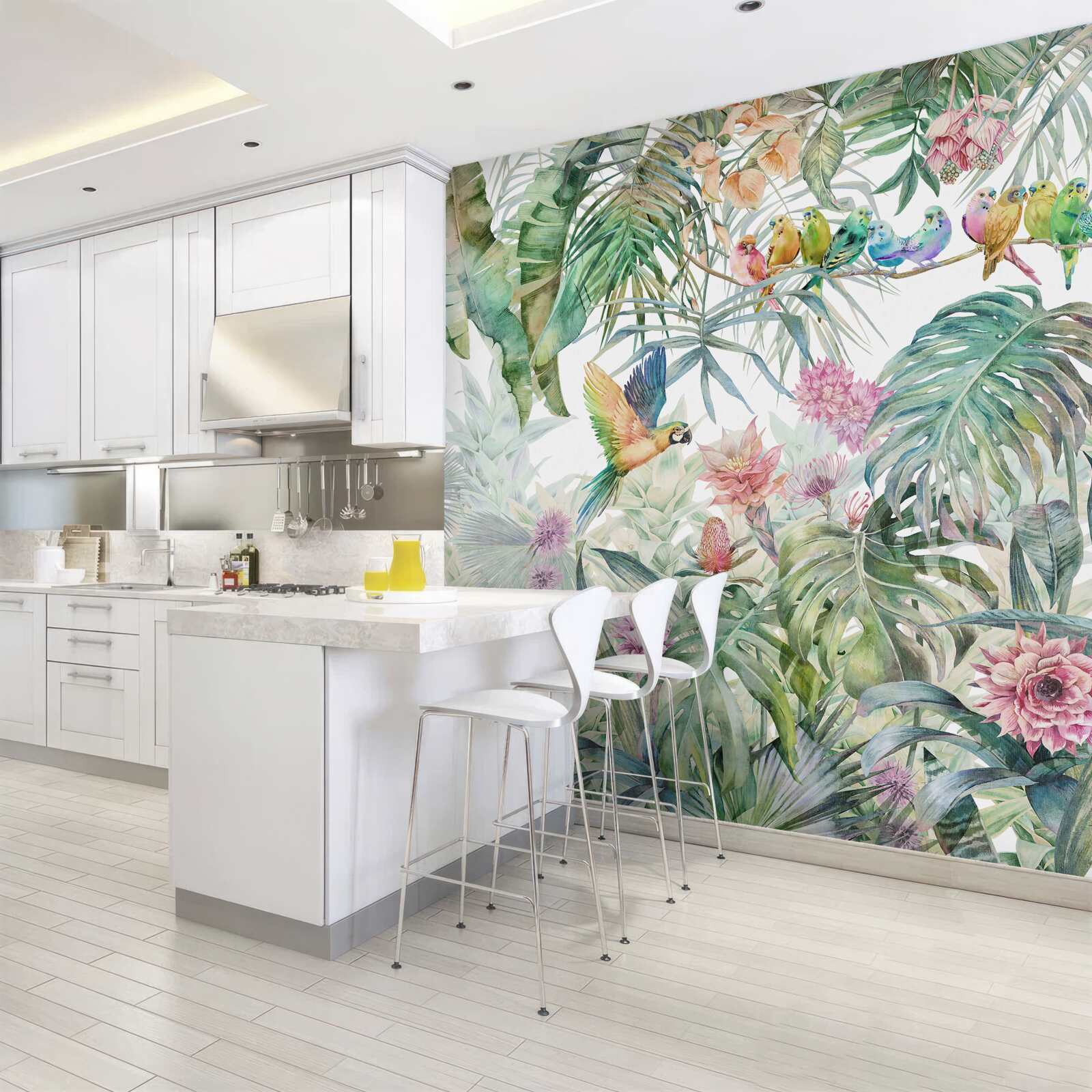 Fotobehang een papegaaienfamilie in het regenwoud