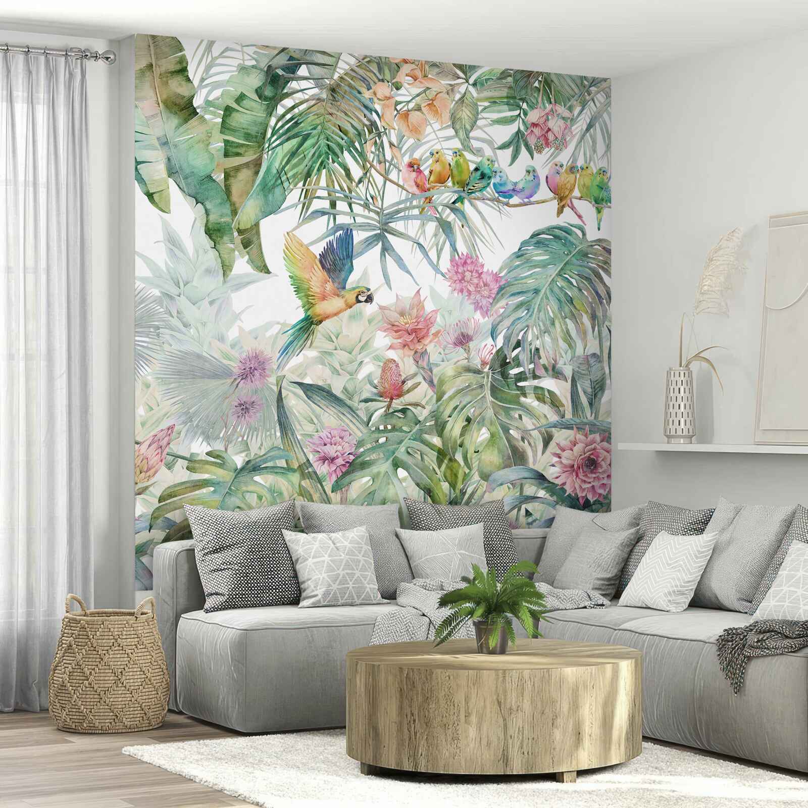 Fotobehang een papegaaienfamilie in het regenwoud