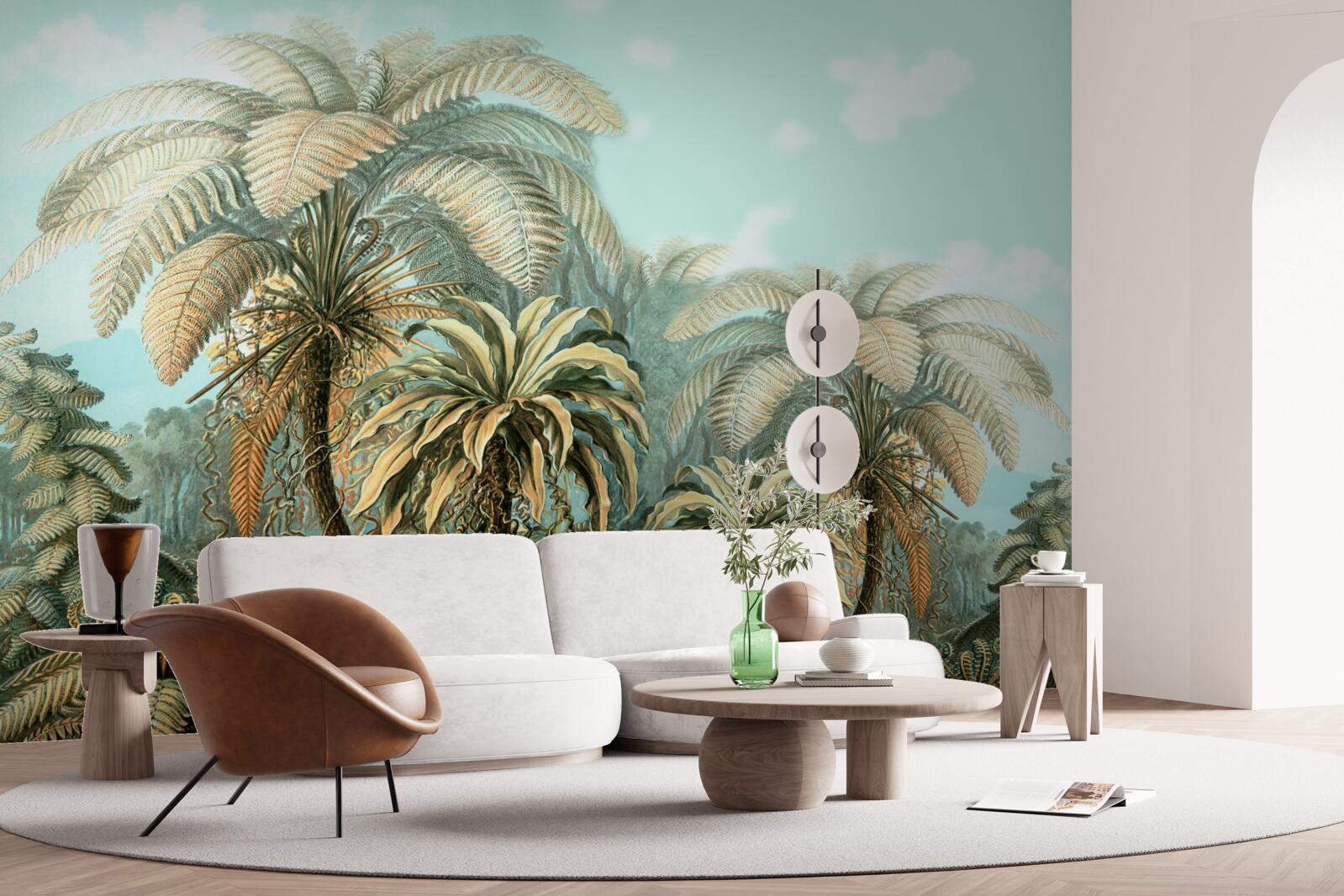 Fotobehang tropische bomen op een zalig eiland