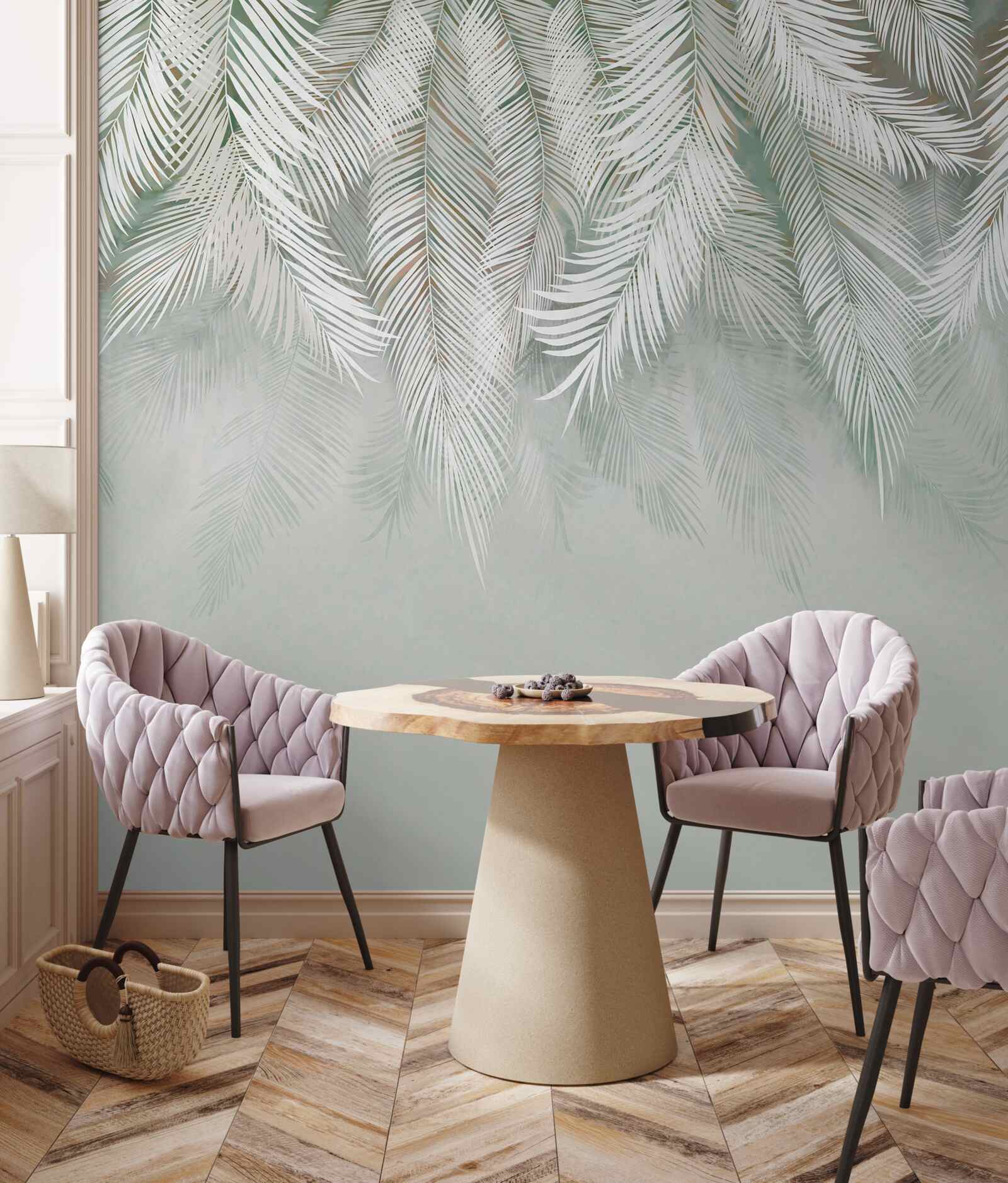 Fotobehang naar beneden gerichte geveerde bladeren