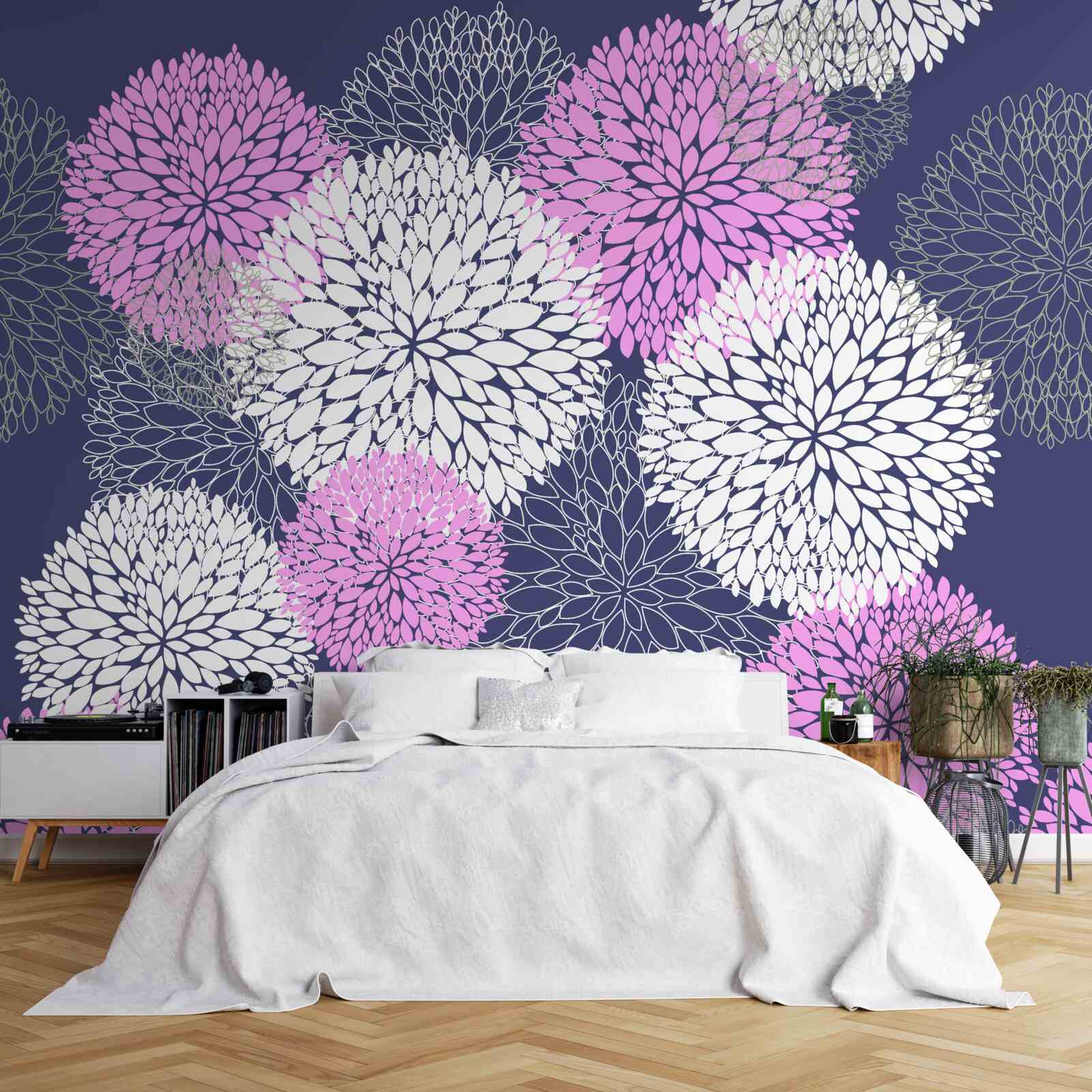 Fotobehang roze en witte anemonen