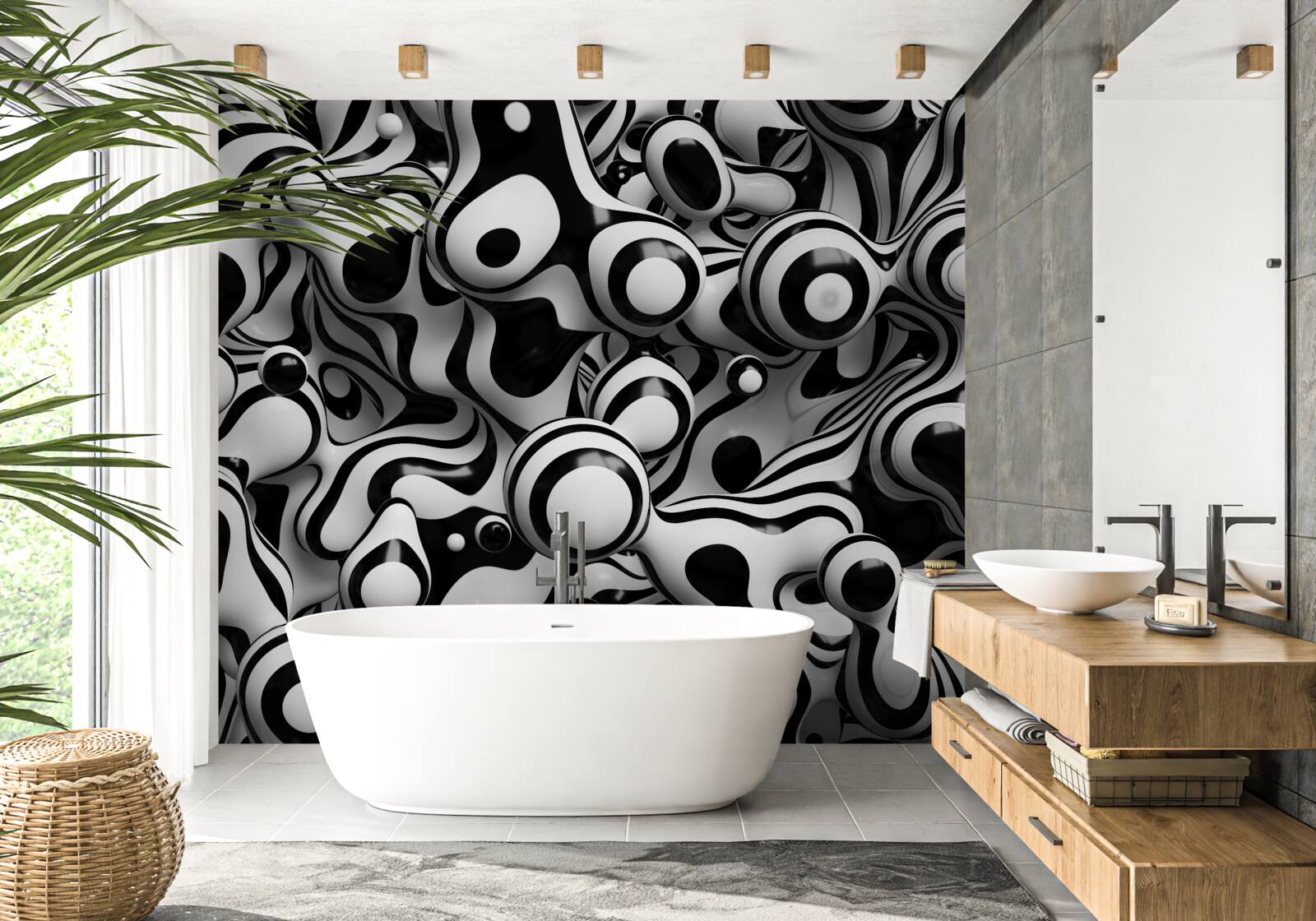 Fotobehang abstractie in een zwart-wit palet