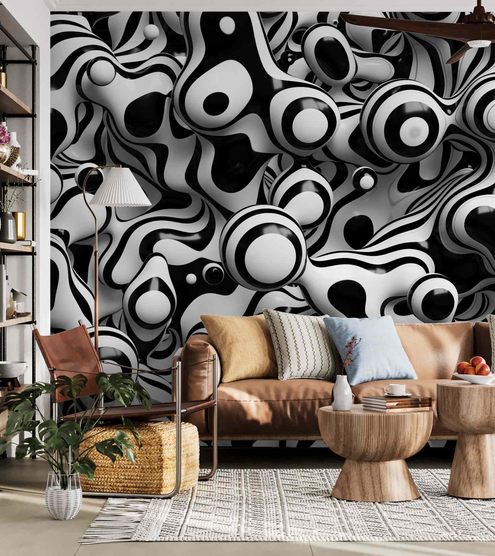 Fotobehang abstractie in een zwart-wit palet