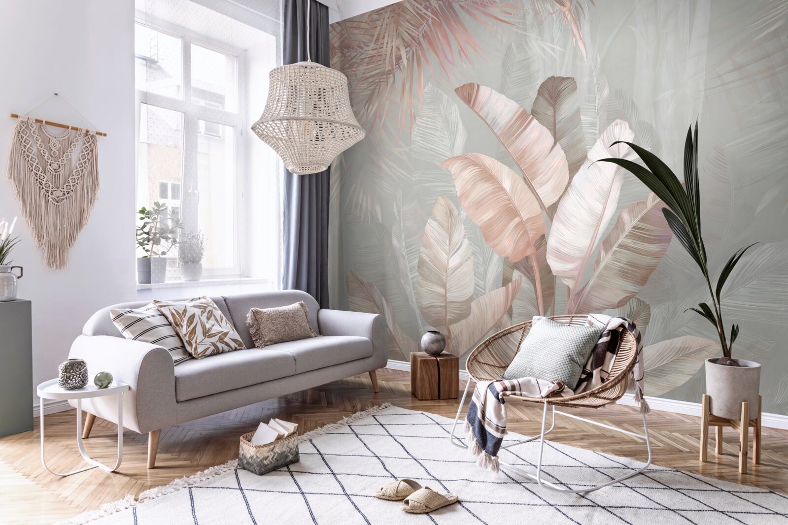 Fotobehang zacht boeket van tropisch gebladerte