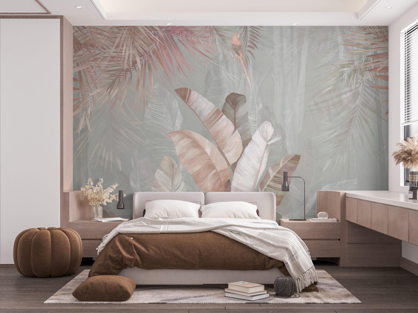 Fotobehang zacht boeket van tropisch gebladerte