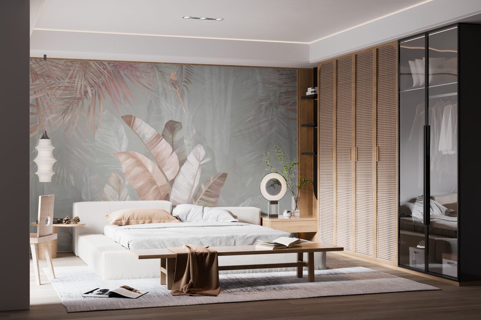 Fotobehang zacht boeket van tropisch gebladerte