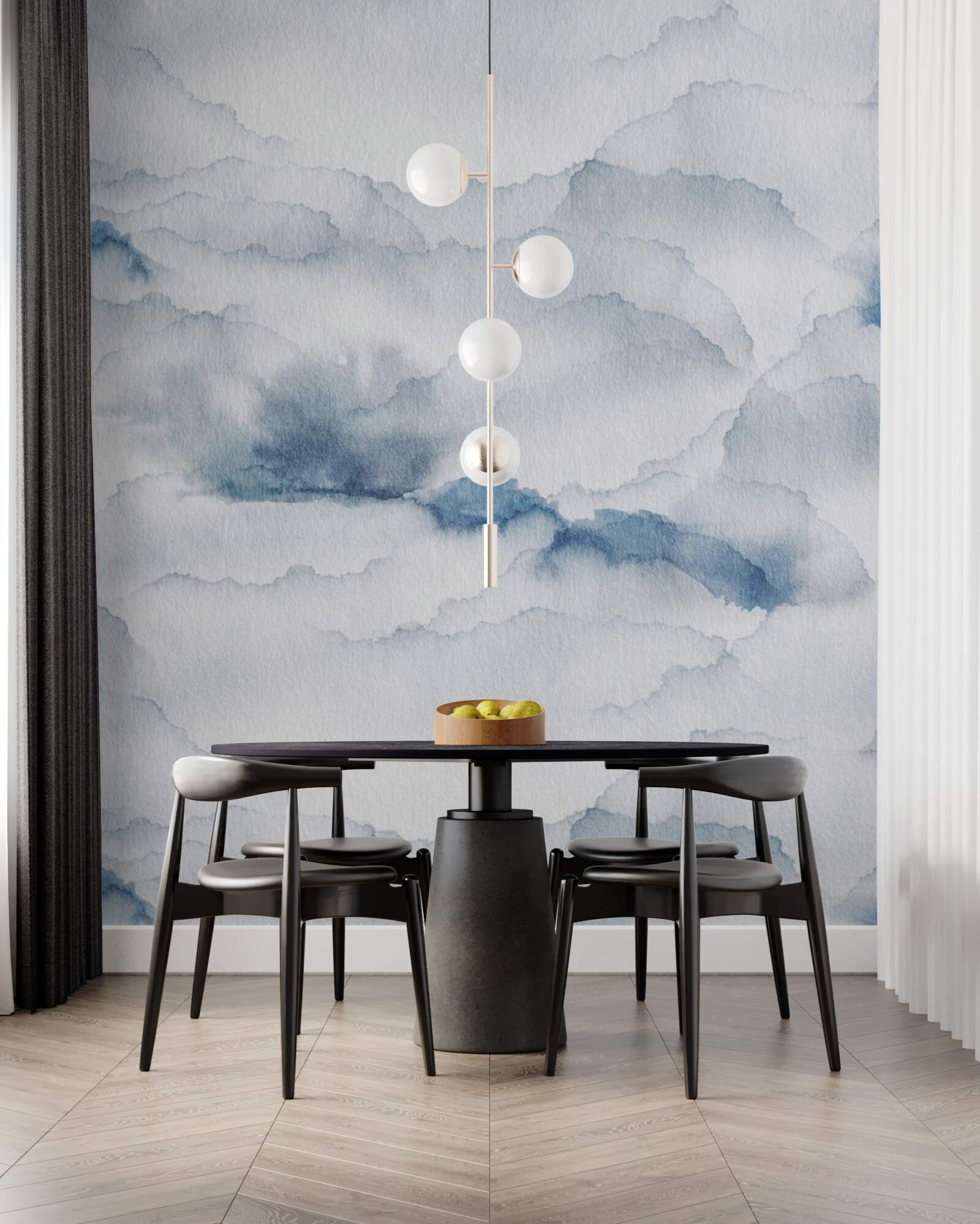 Fotobehang bewolkt met regen