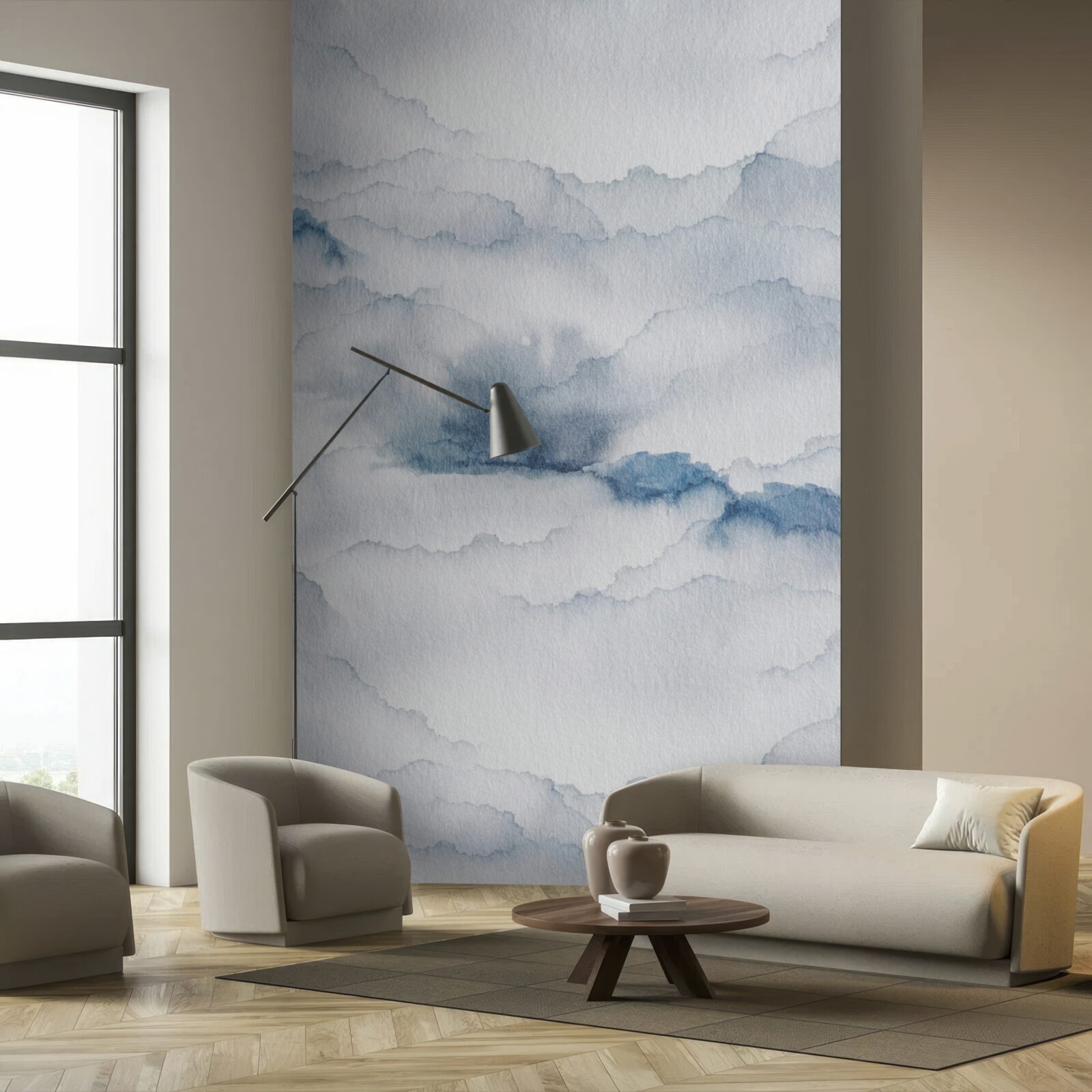 Fotobehang bewolkt met regen