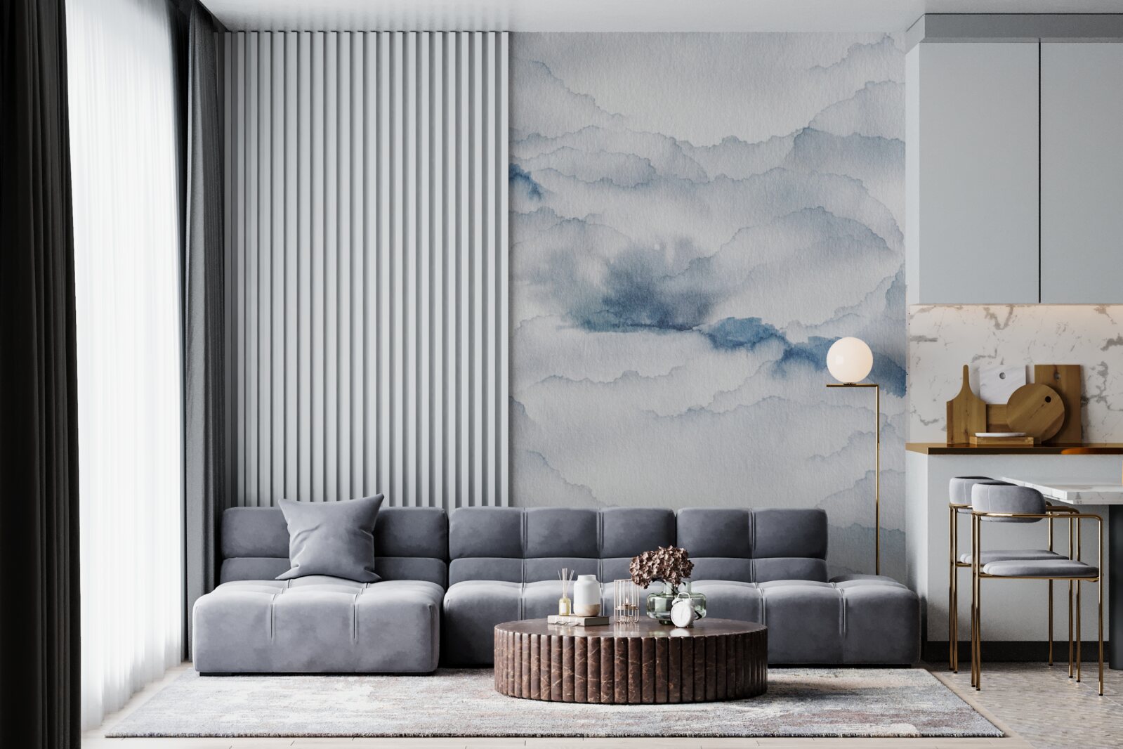 Fotobehang bewolkt met regen