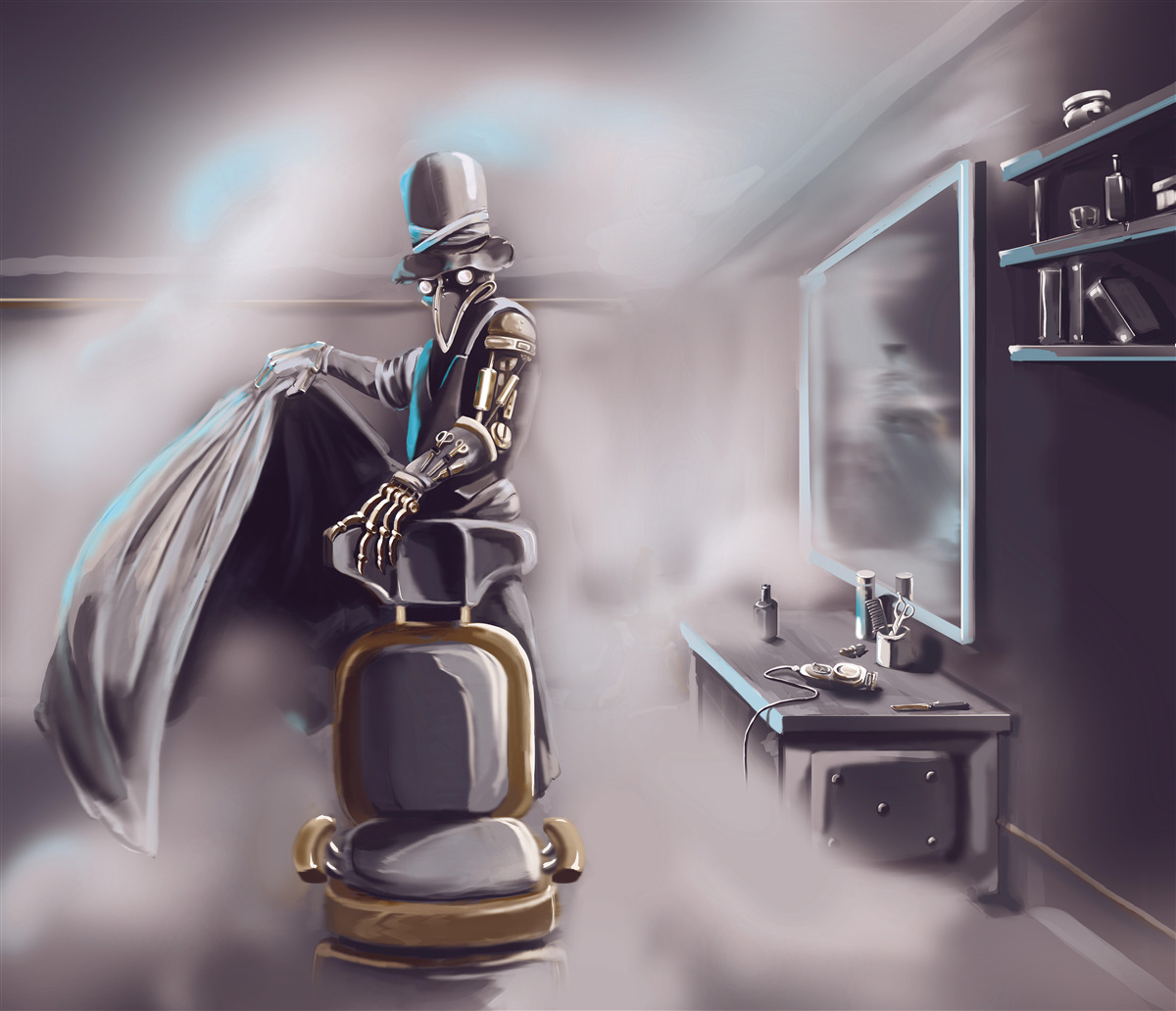 Fotobehang een stylist in het tijdperk van de vloek