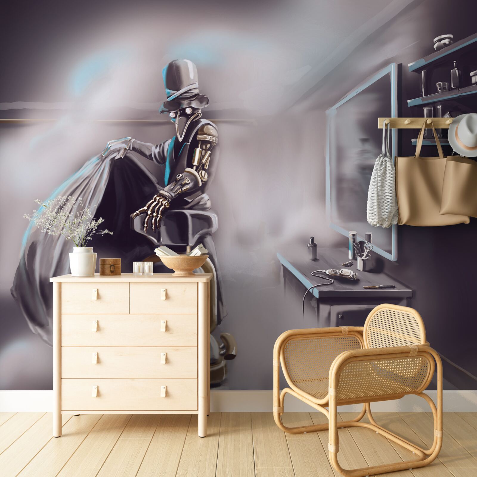 Fotobehang een stylist in het tijdperk van de vloek