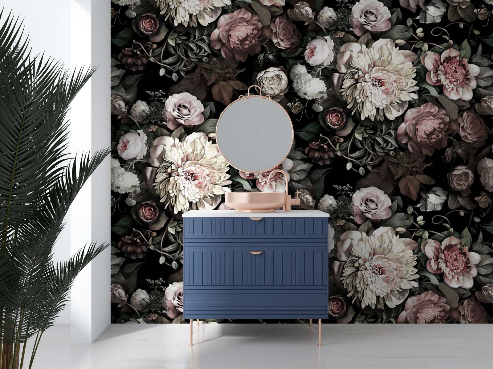 Fotobehang compositie van lichte bloementinten