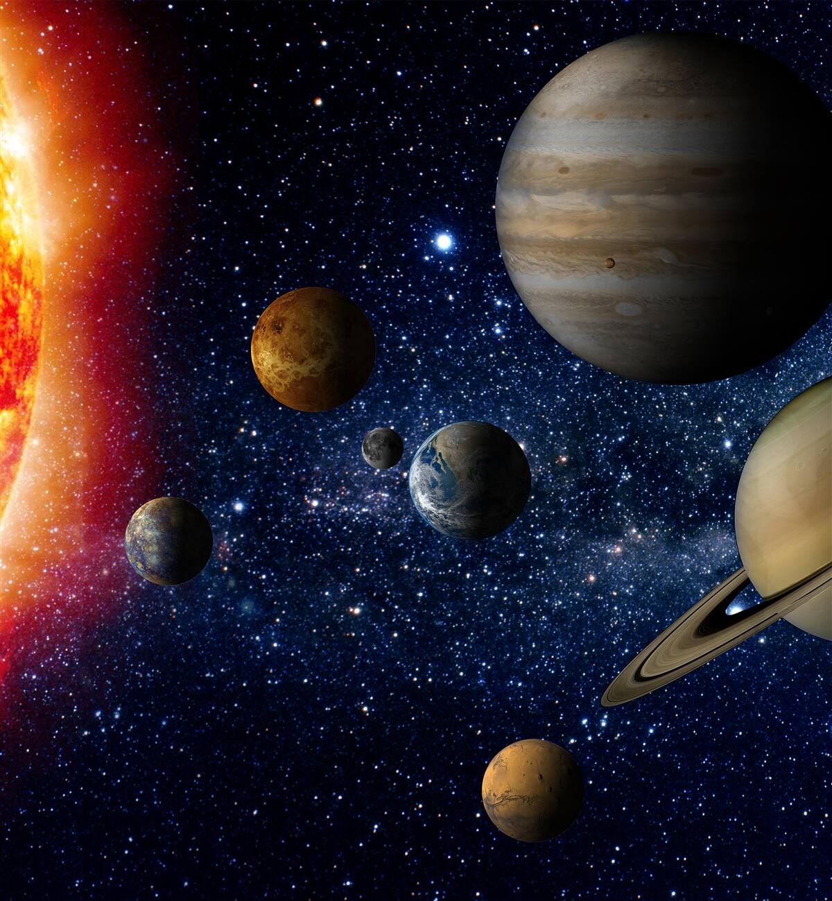 Fotobehang processiebeweging van de planeten rond de zon