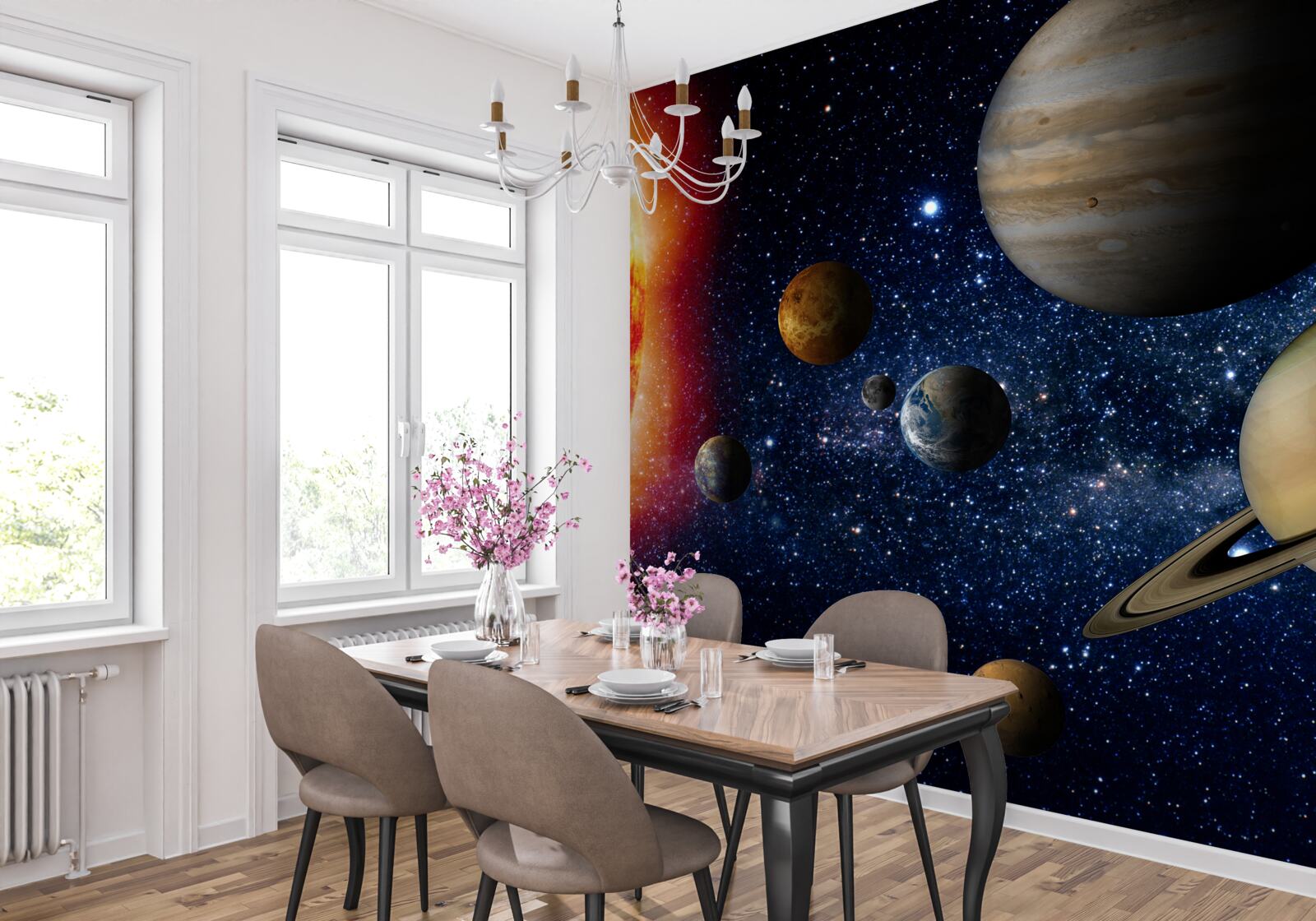 Fotobehang processiebeweging van de planeten rond de zon