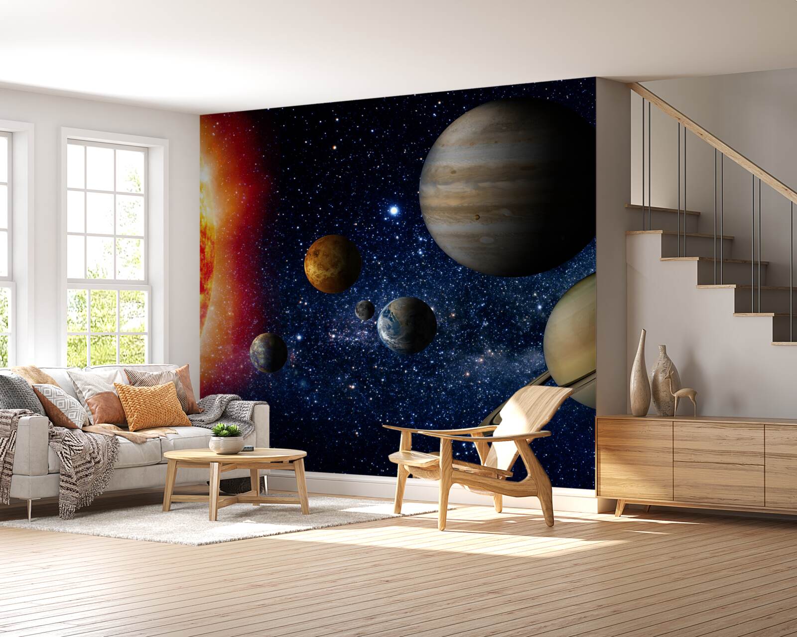 Fotobehang processiebeweging van de planeten rond de zon