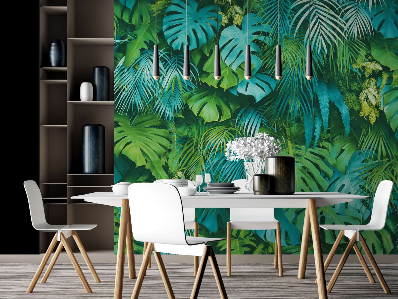 Fotobehang een heerlijke caleidoscoop van tropisch groen gebladerte